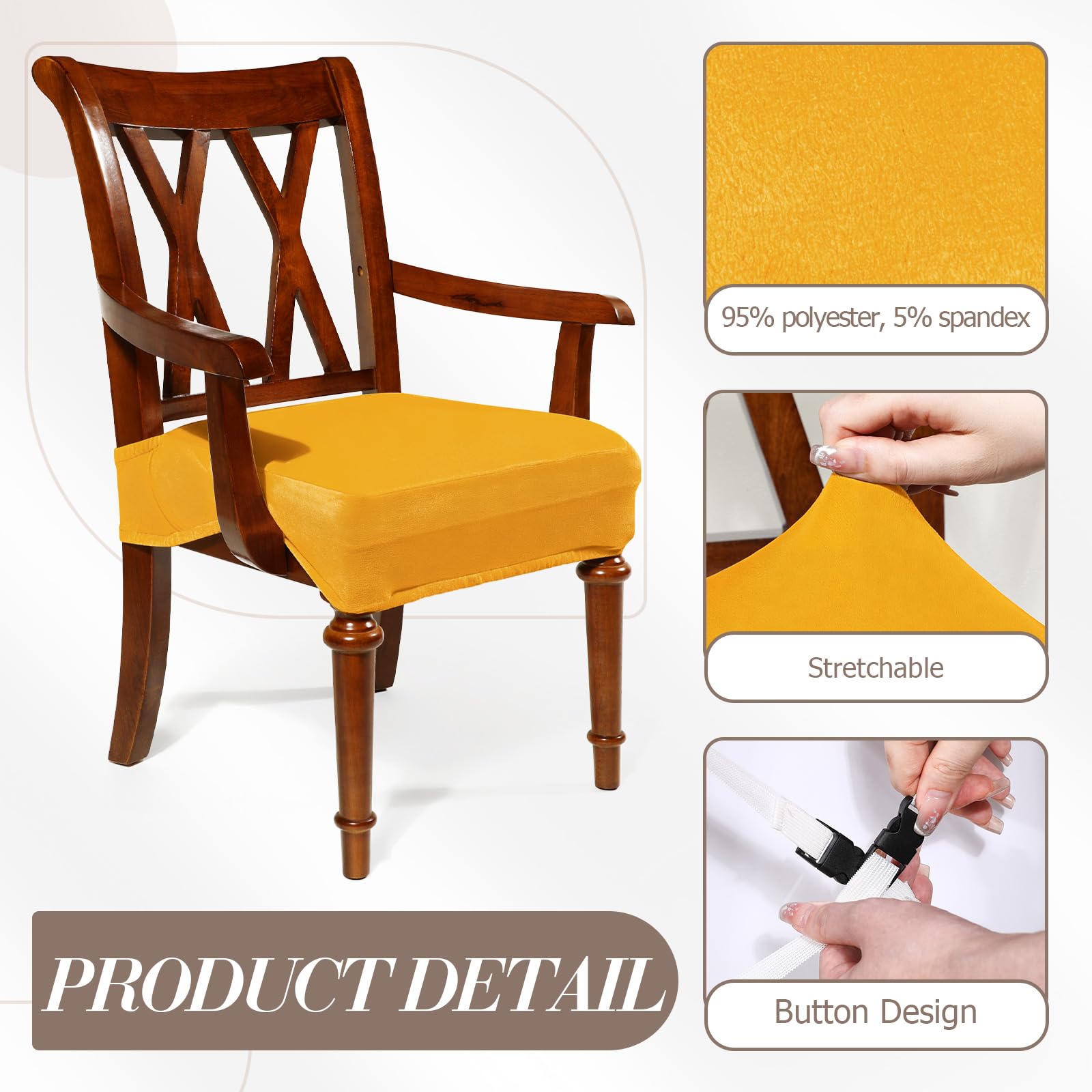 Havawish Large Dining Room Chair Seat Covers with Armrest Dining Chair Slip Covers Protectors(1 Pcs,Beige White)