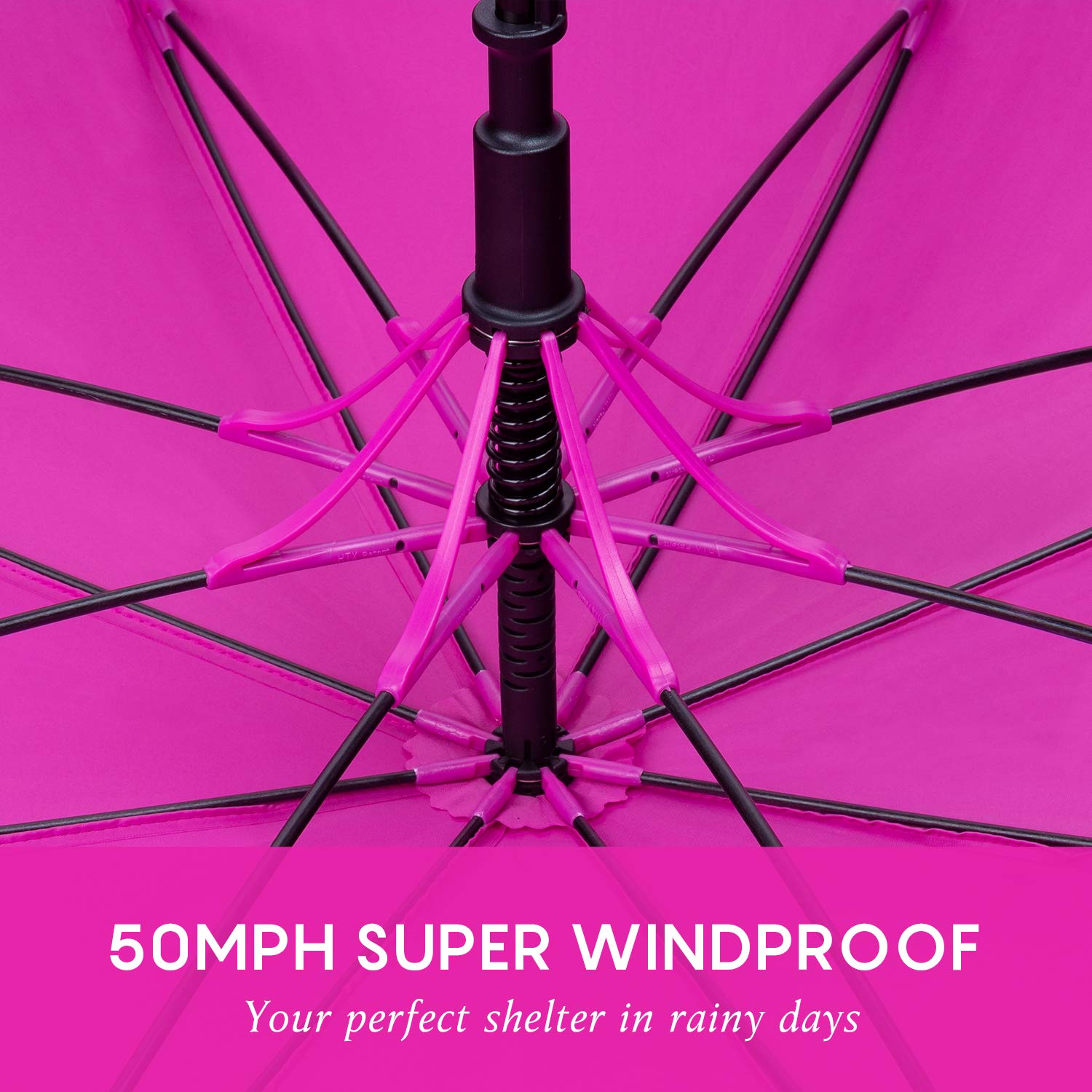 RUMBRELLA UV Stick Umbrella Auto Open UPF 50+ with J Hook Handle 51IN