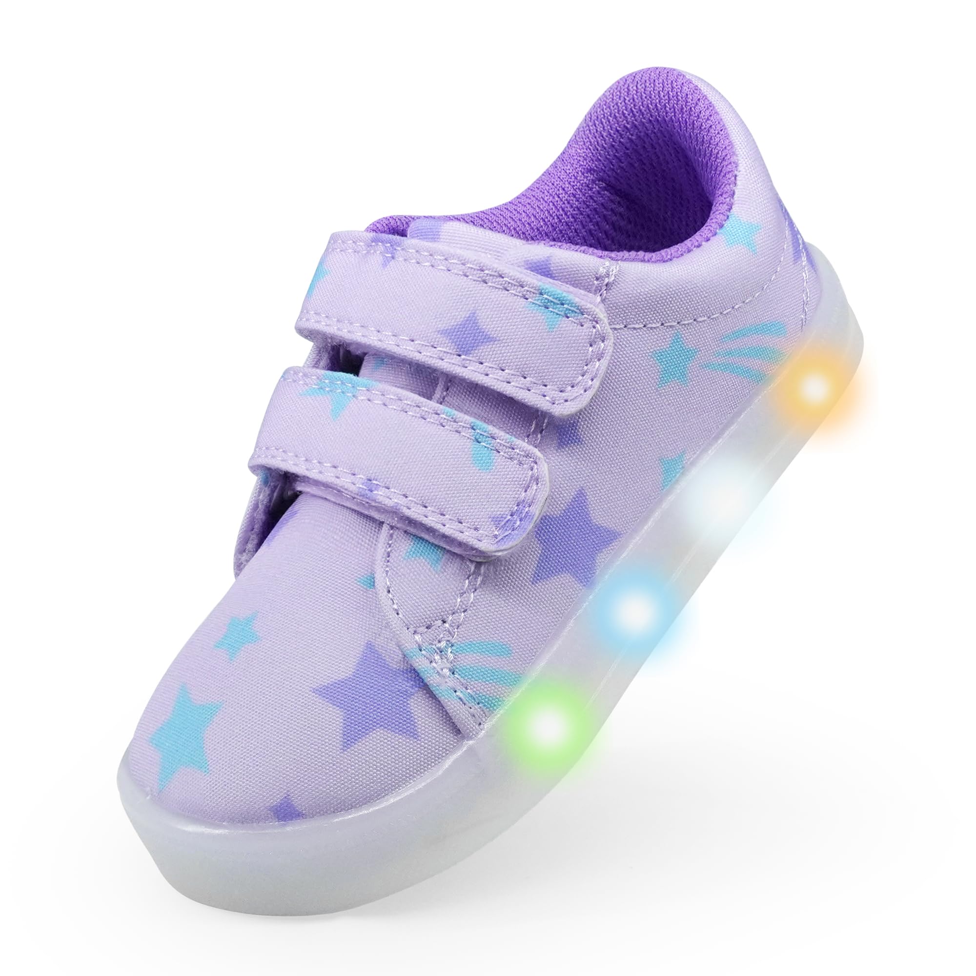 YESKIS Boys Girls Light Up Shoes Vivaki LED Canvas Cartoon Casual Sneakers for Toddler Little Kid Size 5-12