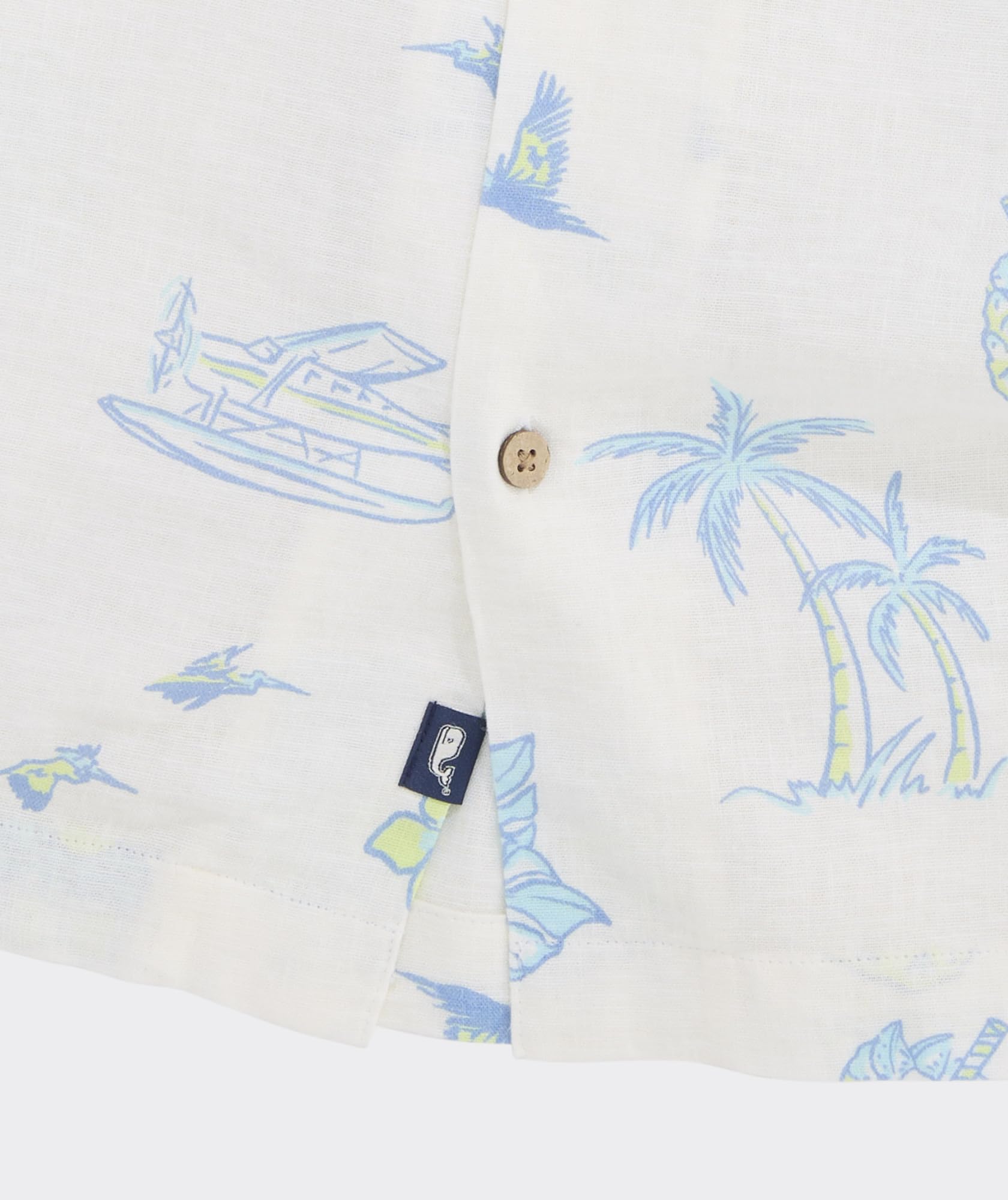 Vineyard Vines Men's Tropical Airways Seabreeze Linen Rayon Short Sleeve Cabana Shirt