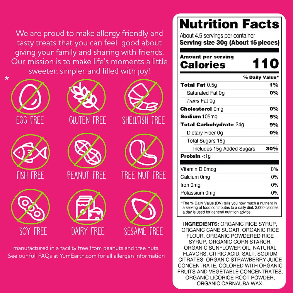 YumEarth Organic Gluten Free Licorice Snack Packs - Allergy Friendly, Gluten Free, Non-GMO, Vegan, No Artificial Dyes - 5 Ounce (Pack of 6) (Black)