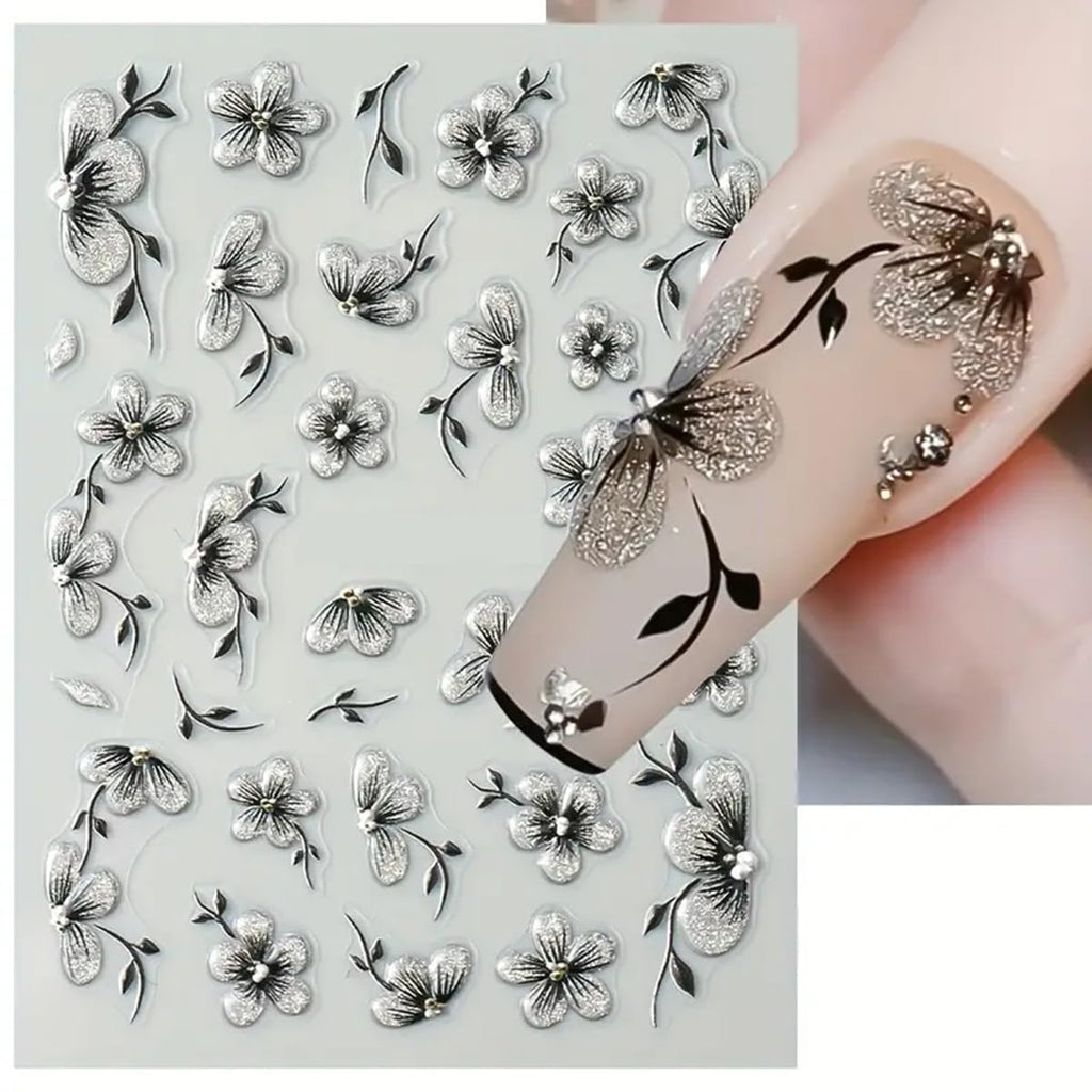 Christmas Nail Art Stickers Decals 5D Embossed Santa Claus Xmas Tree Nail Decals with Crystal 1PCS Cute Bear Bow Candy Cane Snowflake Christmas Nails Adhesive Stickers for Holiday Manicure Decorations