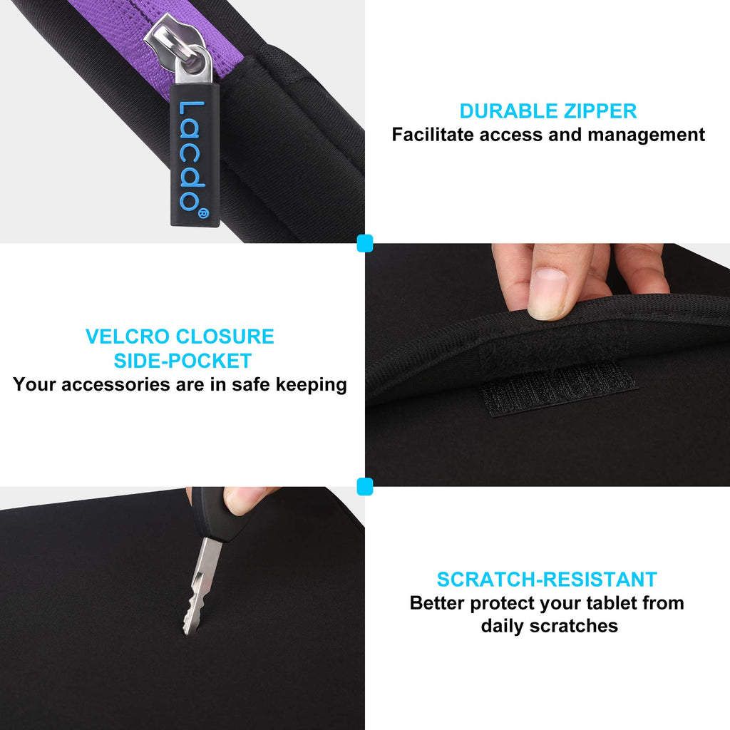 Lacdo Tablet Sleeve Case for 11 inch iPad A16 / 11 inch iPad Air M4 M3 M2 / 11" iPad Pro M5 M4 / 10.9" iPad /10.2" iPad /10.9" ipad Air / 11 Inch Samsung Galaxy Tab A9+ Bag, Fit Magic Keyboard, Black