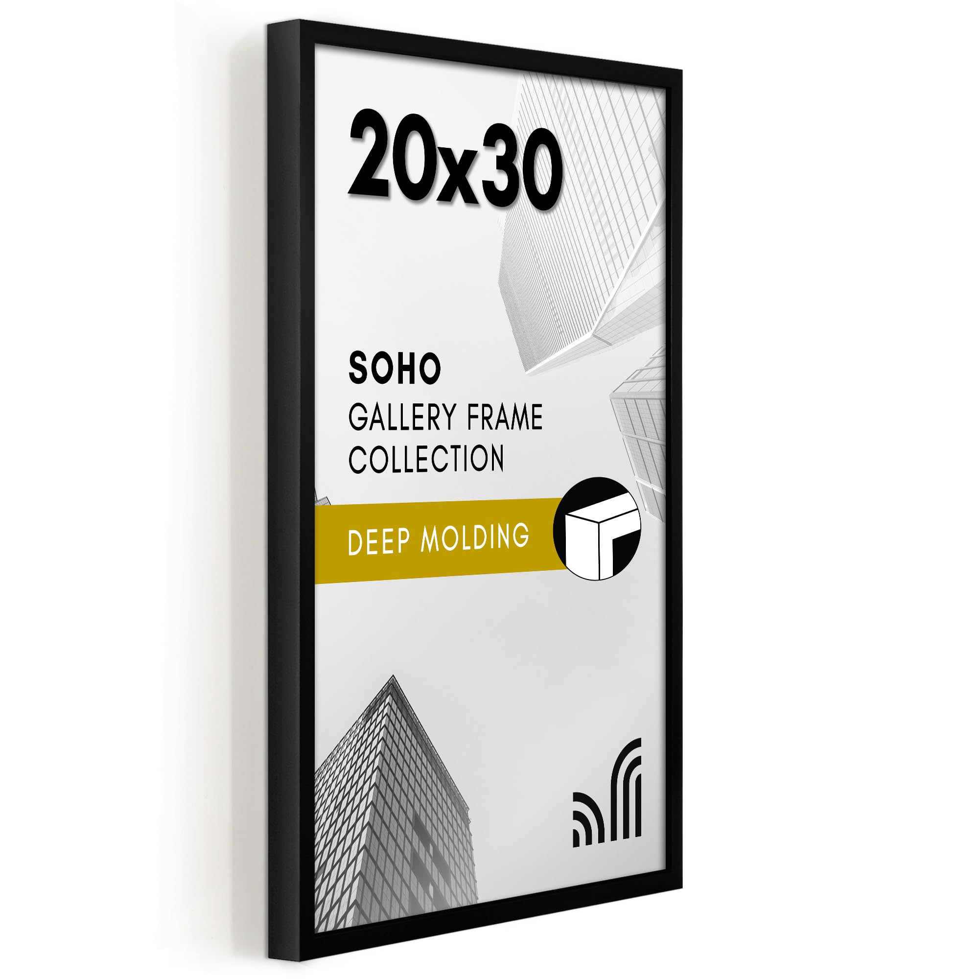 Americanflat 5x7 Picture Frame with Shatter-Resistant Glass - Soho Collection - Gallery Style Deep Molding Picture Frames for Tabletop and Wall Display - Black