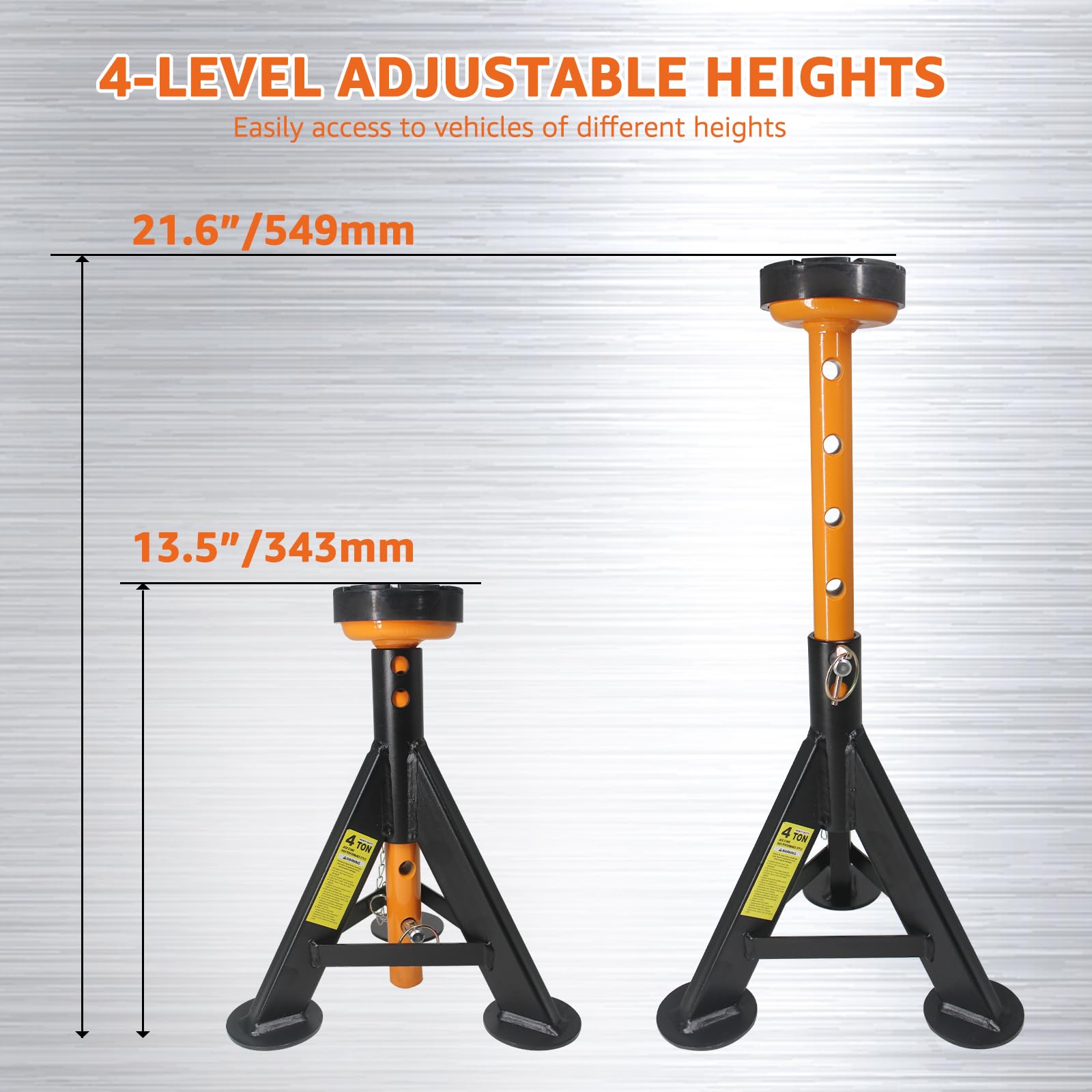 BESTOOL Heavy Duty Jack Stand，Low Profile Car Jack Stand with Security Locking Pins-4ton (8000Ibs) Capacity, 2 Pack