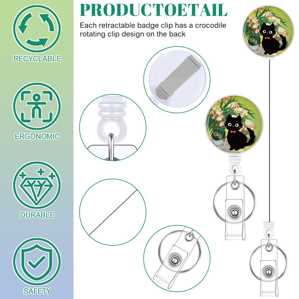 3 Set Badge Holder Retractable Reel Bloom ID Badge Holders with Clip Cute Name Badge Holders for Teacher Nurse Doctor Student Office Workers