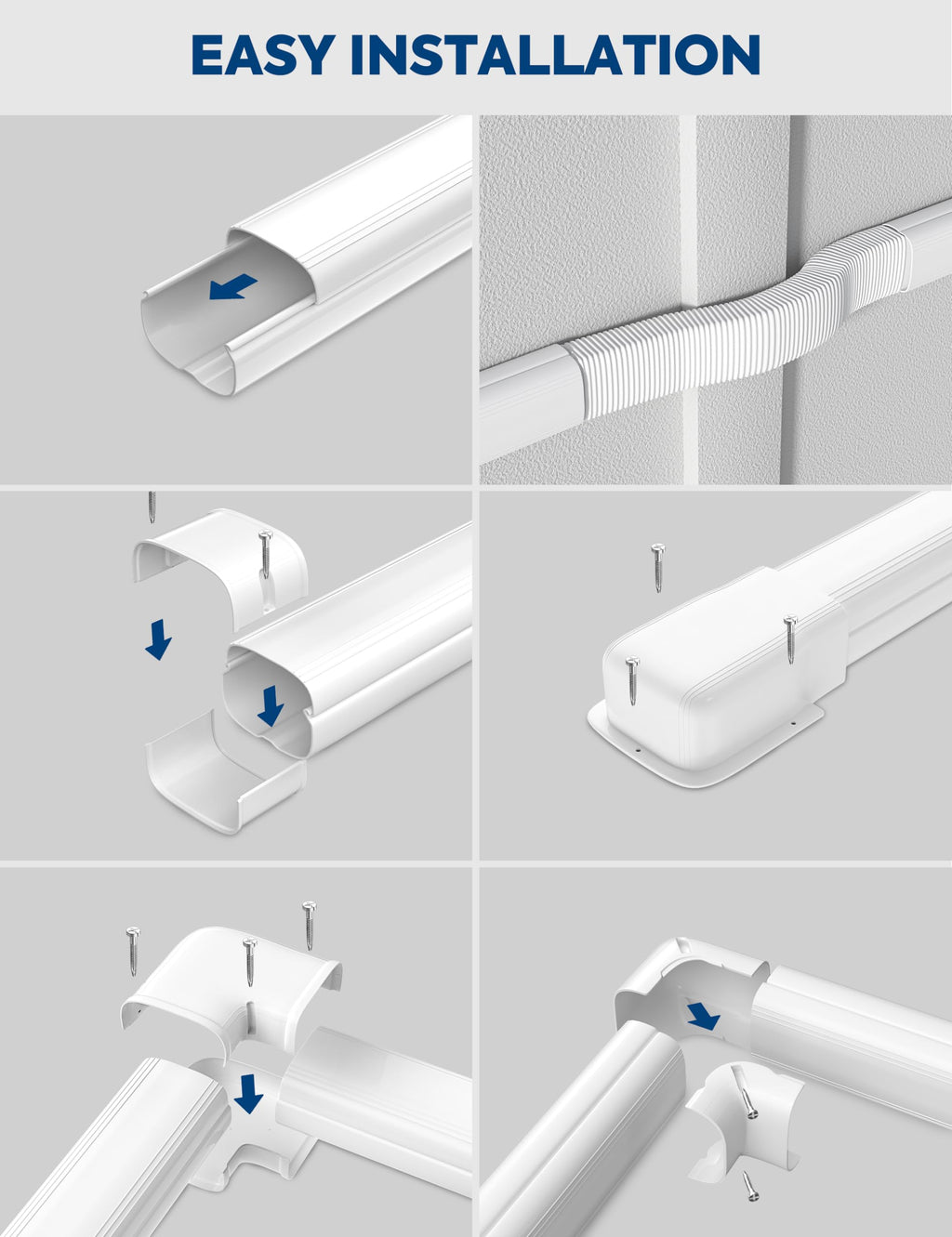 3'' x 9Ft Mini Split Line Set Cover with Flexible Duct, Upgrade PP Decorative Minisplit Lineset Cover Kit, Line Hide for Mini Split, Air Conditioner, Central AC, HVAC and Heat Pumps, Brown