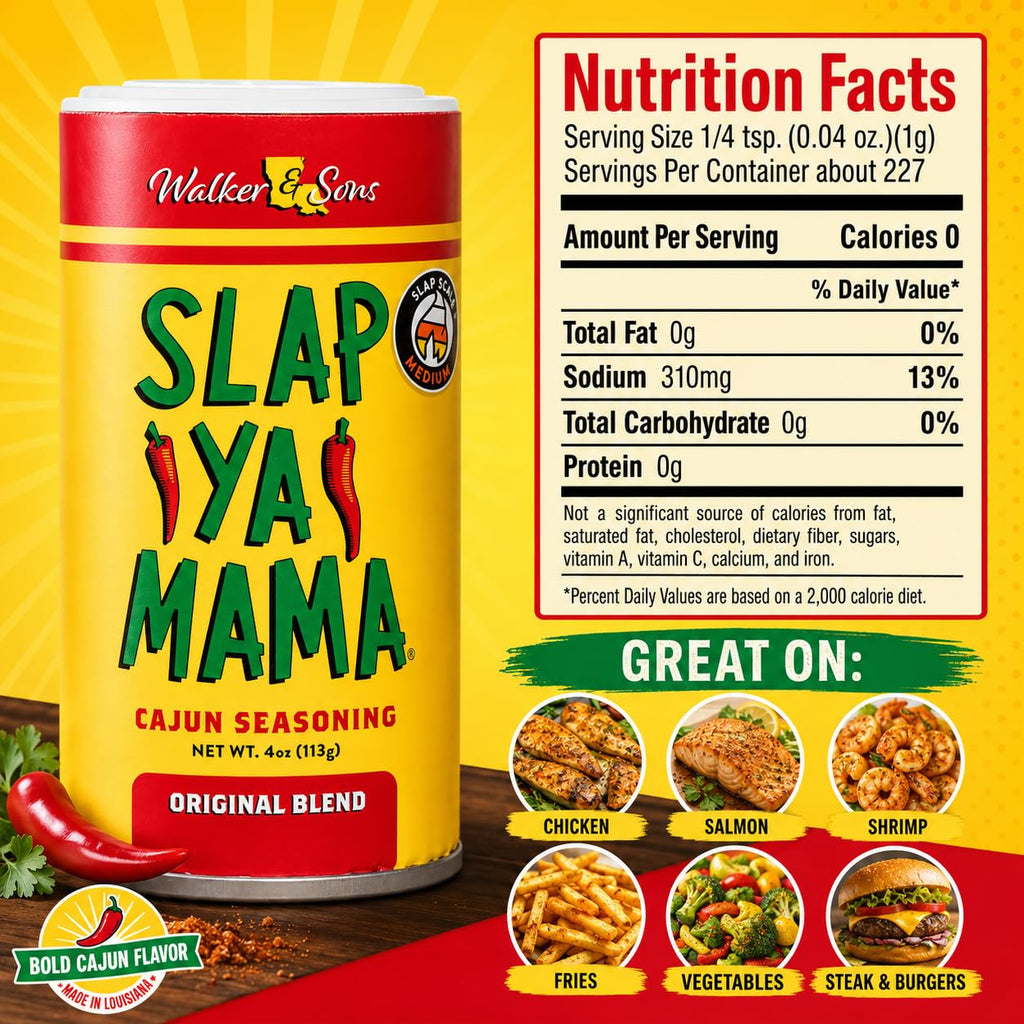 Slap Ya Mama Cajun Seasoning from Louisiana, Original Blend, No MSG and Kosher, 4 Ounce