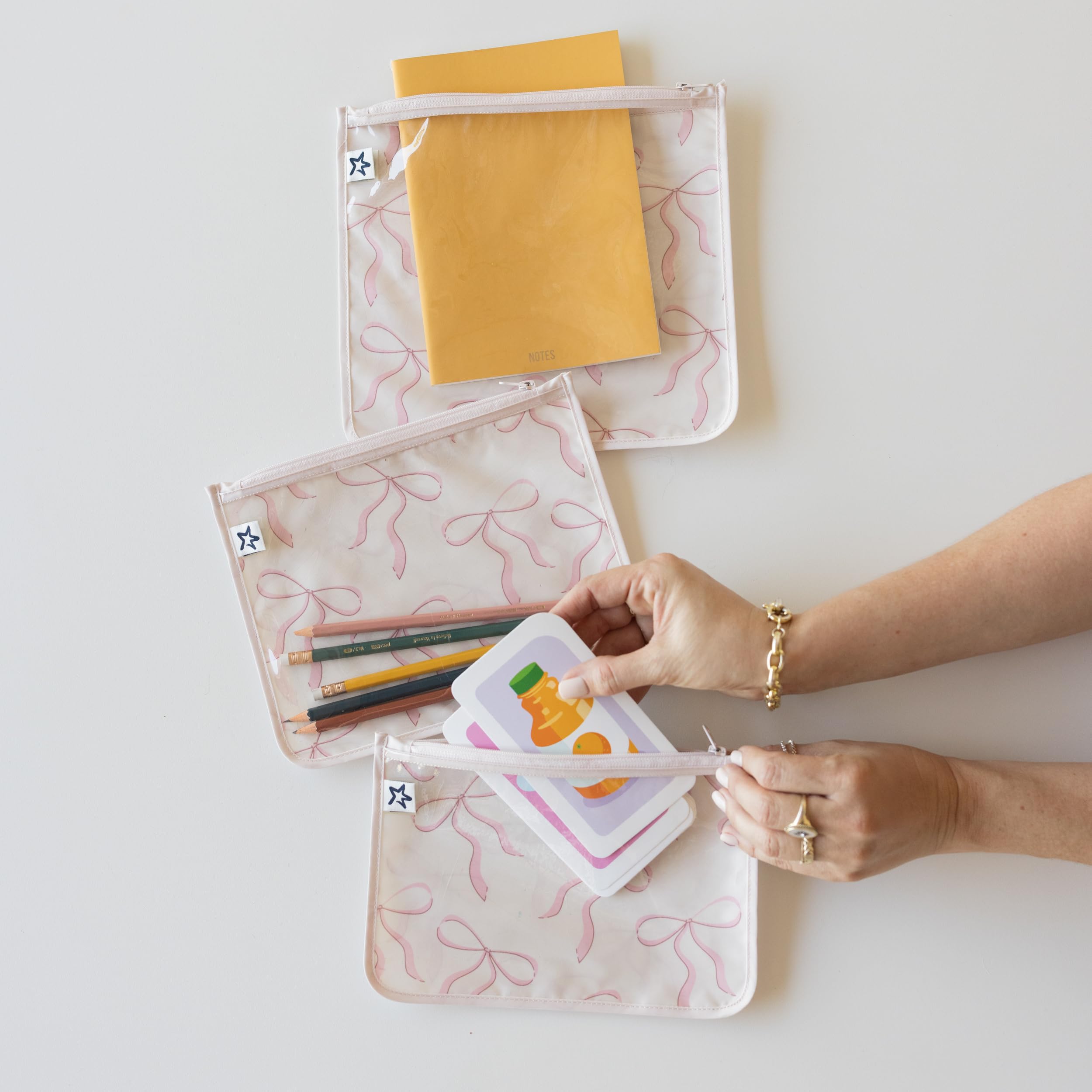 Tiny Twinkle Diaper Bag Organizing Pouches|3 Pack Mess-Proof Clear Front Travel Organizer Bags&TSA Approved Toiletry Bag Set for Baby and Mom Essentials