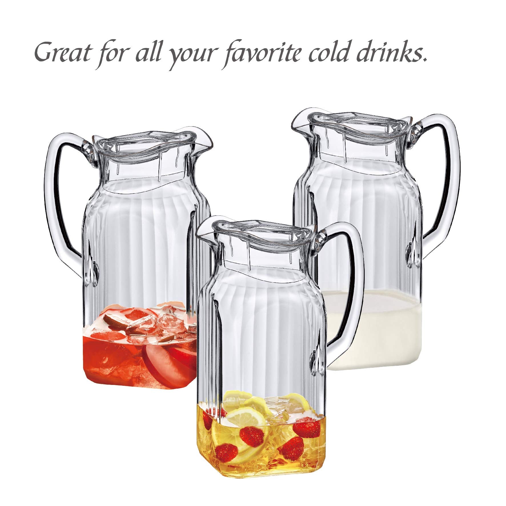 Amazing Abby - Bubbly Whirly - Plastic Pitcher (64 oz, 2 Quart), Clear Water Pitcher with Lid, Fridge Jug, BPA-Free, Shatter-Proof, Great for Iced Tea, Sangria, Lemonade, Juice, Milk, and More