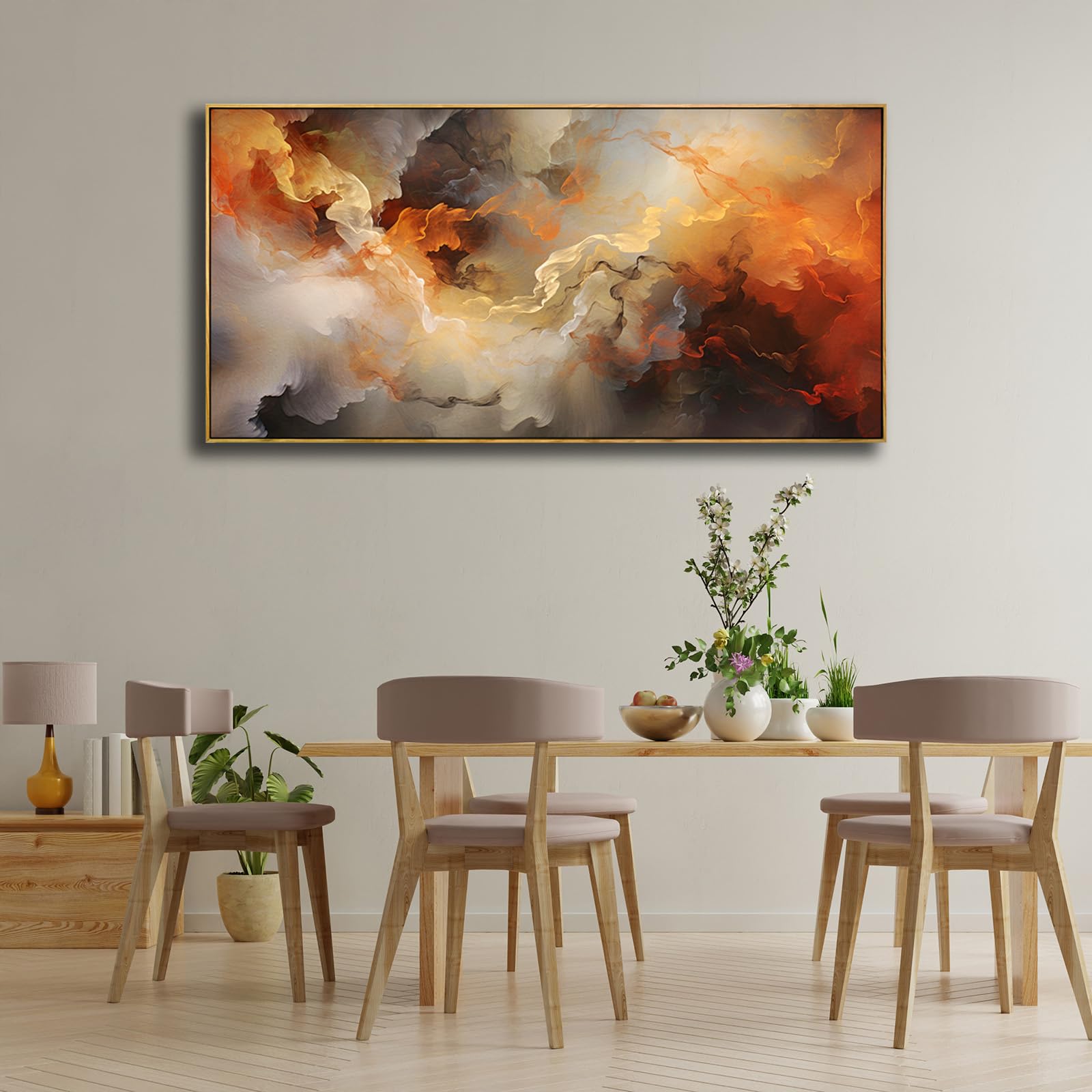 VHMING Abstract Wall Art Artwork Retro Trees Pictures Decor Canvas Painting Framed Ready to Hang Living Room Bedroom and Office Wall Decor 20x40 Inch