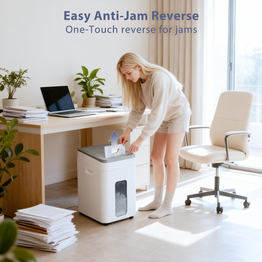 Heavy Duty Paper Shredder: 400-Sheet Auto Feed P5 Micro-Cut Document Credit Card Shredding with Jam-Proof Design for Home Office Business School