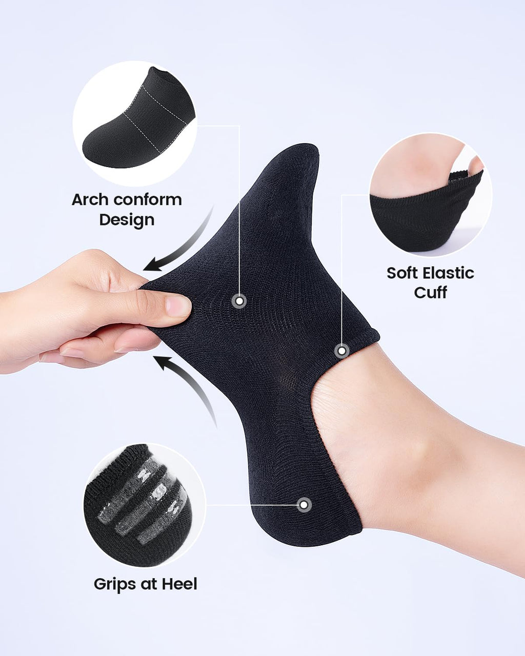 IDEGG No Show Socks Women 10 Pairs Low Cut Anti-Slid Novelty Athletic Casual Invisible Liner Socks