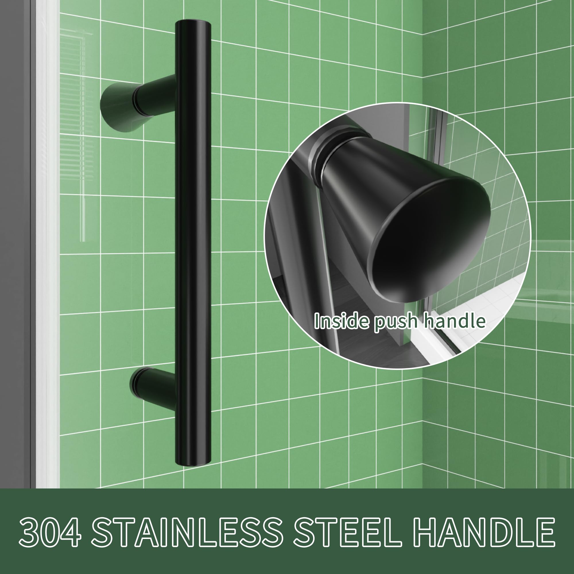 38–42 Inch W x 71 Inch H Semi-Frameless Pivot Shower Door, Swing Glass Shower Door with 1/4" (6mm) Clear SGCC Tempered Glass, Matte Black Finish, Reversible Installation for Bathroom
