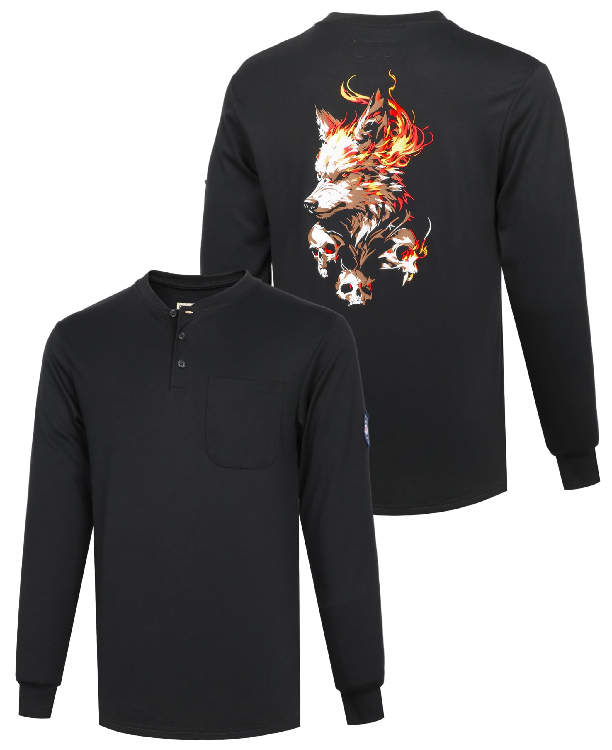 BOCOMAL FR Shirts Flame Resistant Shirt 5.5oz 100% Cotton Light Weight CAT2 Fire Retardant Henley Shirts