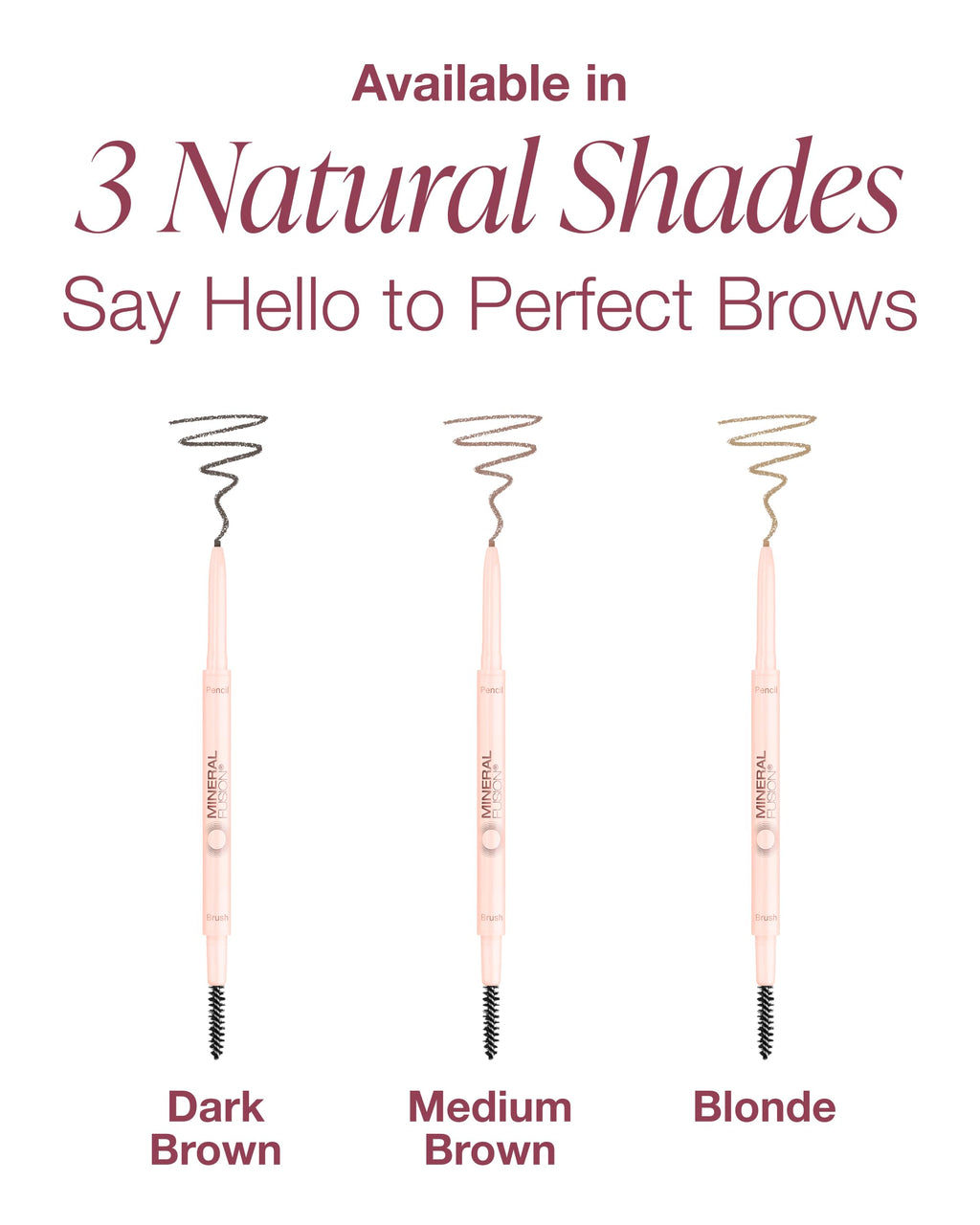 Mineral Fusion Retractable Brow Pencil (Blonde) - TZR 2025 Beauty Heroes Award Winner - Shape & Define Eyebrow with Blending Spoolie Brush - Velvety Smooth, Long-Lasting Color - Vegan Formula