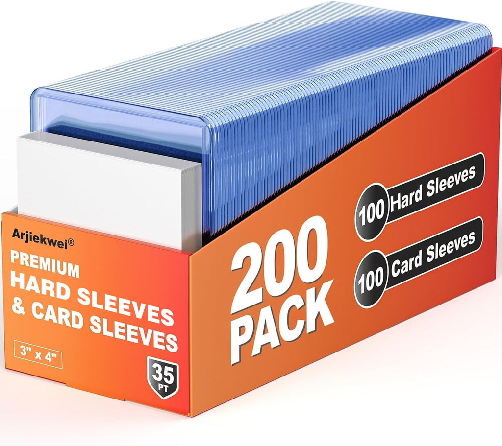 2000 Pack Card Sleeves Hard Plastic, Arjiekwei 3"X4" Baseball Cards Protectors Plastic, Premium Card Holder for Trading Sports Baseball Football Game Cards (1000 Rigid + 1000 Clear)