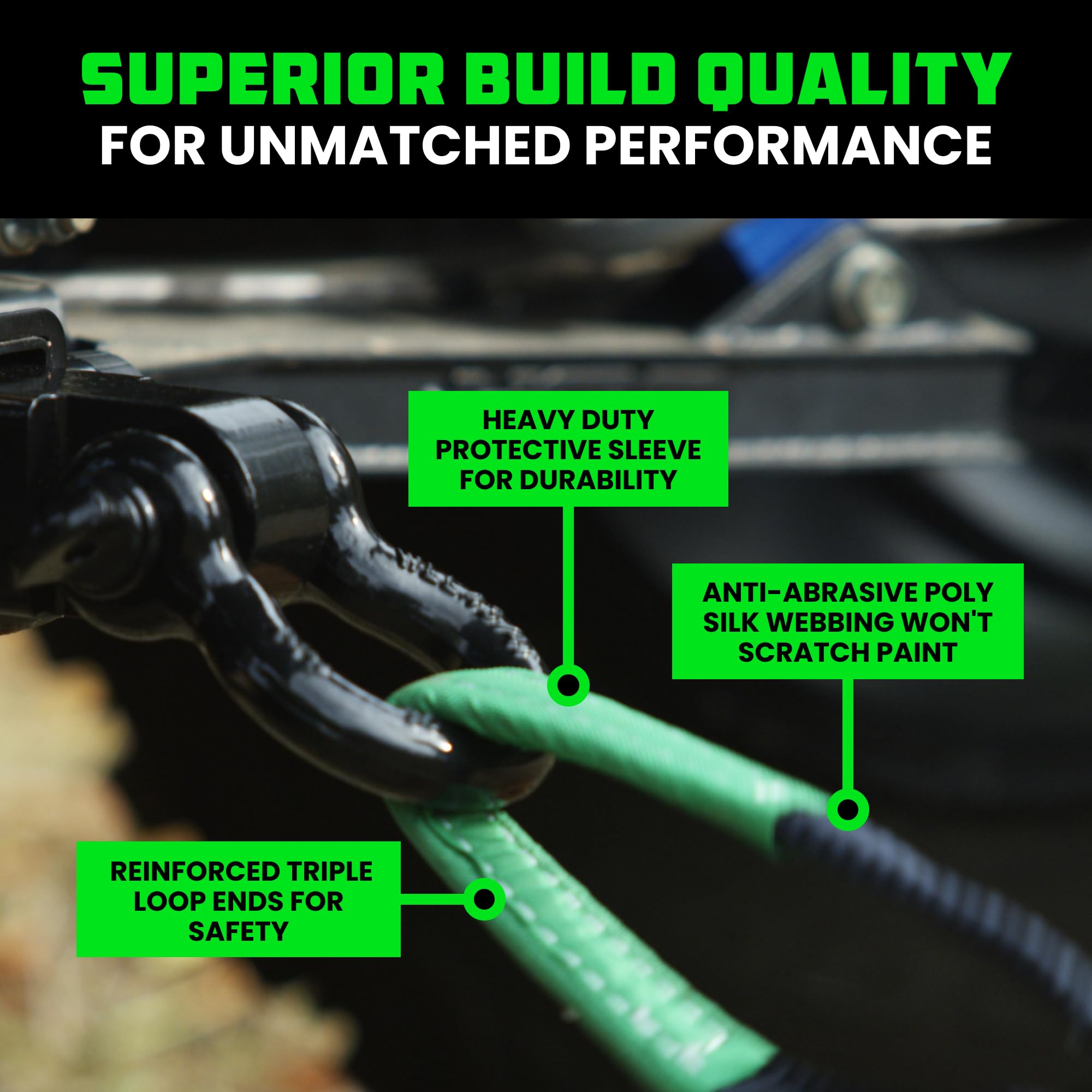 Rhino USA Heavy-Duty Recovery Gear Combos Off-Road Truck Vehicle Recovery, Best Offroad Towing Accessories - Backed for Life (20' Strap + Hitch)