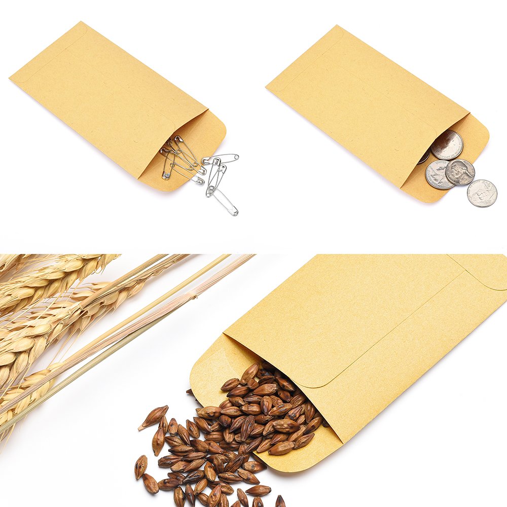 ACSTEP 500 Pack Coin and Small Parts Envelopes #1 Tip Envelope 2-1/4 X3-1/2 Mini Envelope with Gummed Flap for Home, Garden or Office Use(Black)