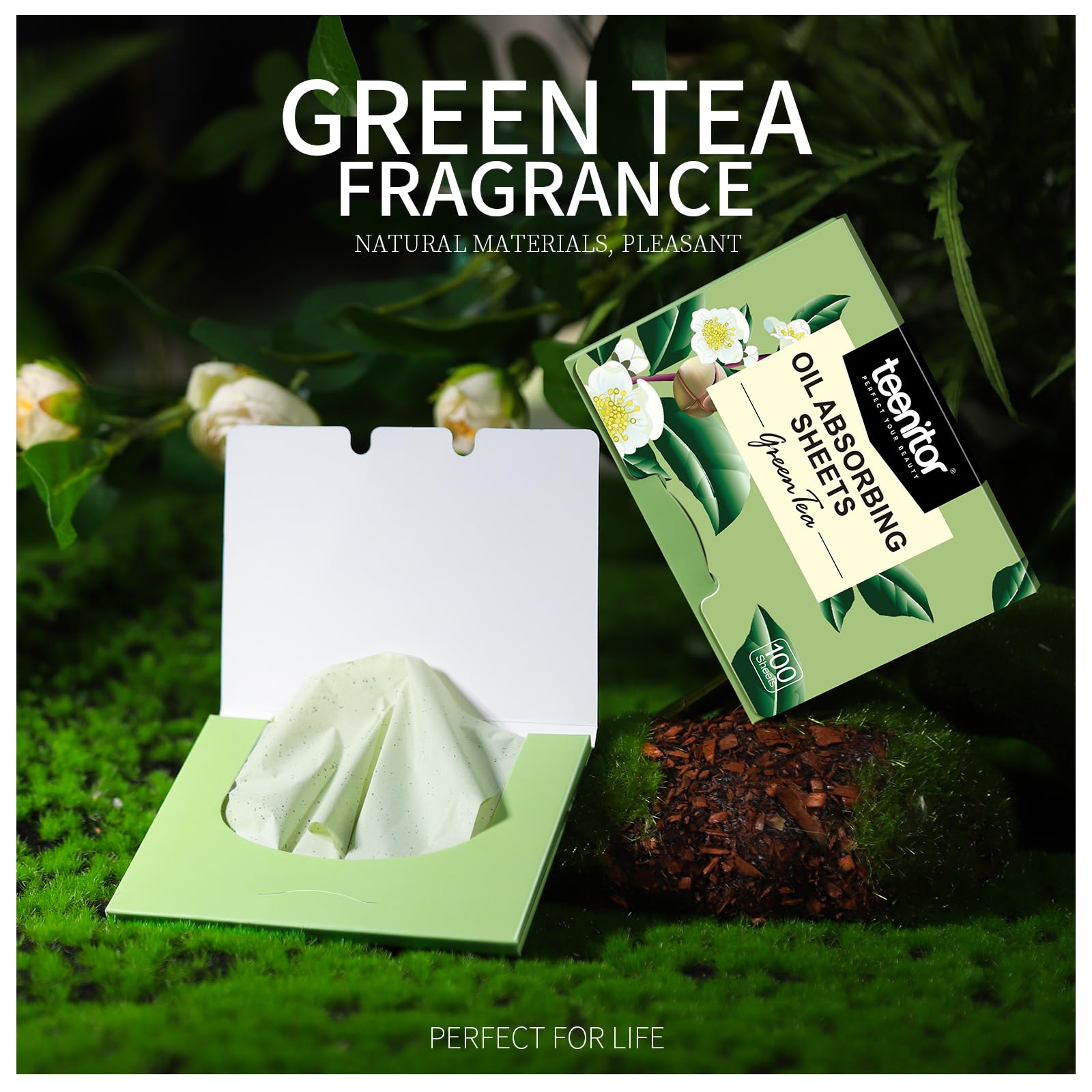 Teenitor Oil Blotting Sheets for Face, 100 Sheets Green Tea Oil Absorbing Tissues Paper, Large 10cmx7cm Oil Blotters