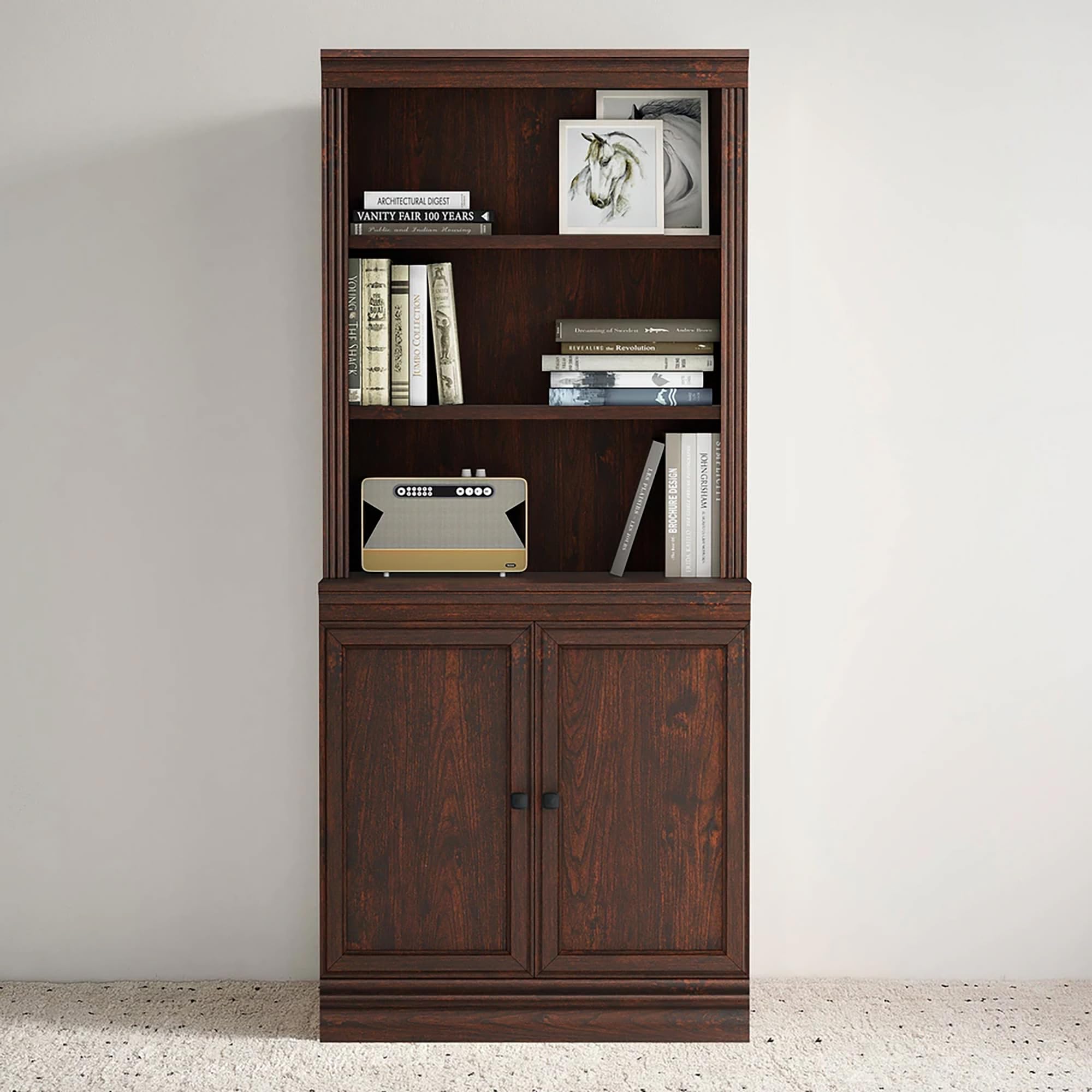JAHRSTIM Halston Bookshelf, 5-Tier Tall Deep Storage Shelf, Adjustable Open Shelving Unit Closet Organizer and Storage for Living Room Home Office Bedroom, Modular Deep Bookcase Bookshelves