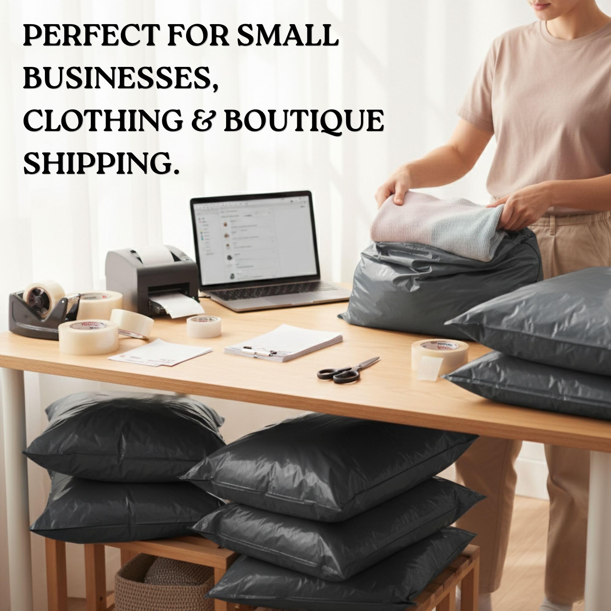 5 Large Shipping Bags 17x24 | Jumbo Poly Mailers for clothes | Strong Thick Mailing Bags with Self Adhesive | Self Sealing Shipping Envelopes