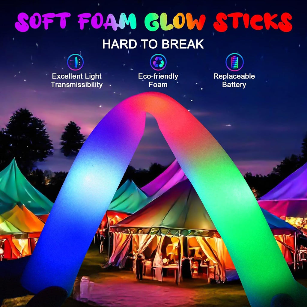 32 PCS LED Foam Glow Sticks Bulk, Glow in The Dark Party Supplies with 3 Modes Colorful Flashing, Glow Sticks Bulk Party Pack for Wedding, Concert, Raves, Events, Birthday
