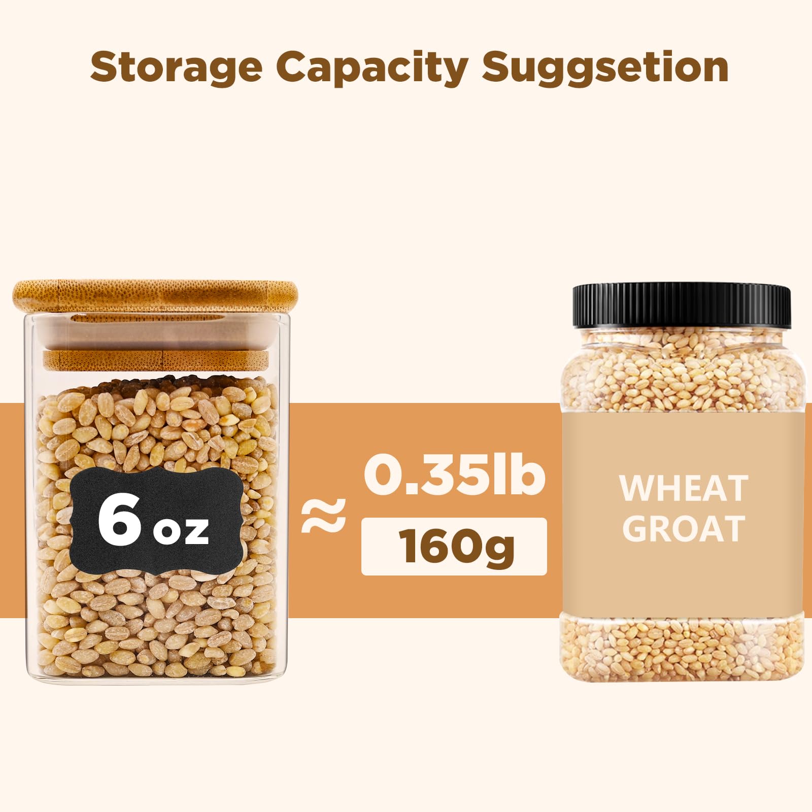 SHOWIN 73oz Glass Pasta Storage Jars, Tall Glass Jars with Bamboo Lids, Spaghetti Container, Set of 3, Kitchen Storage Containers for Pasta, Pantry Organizers