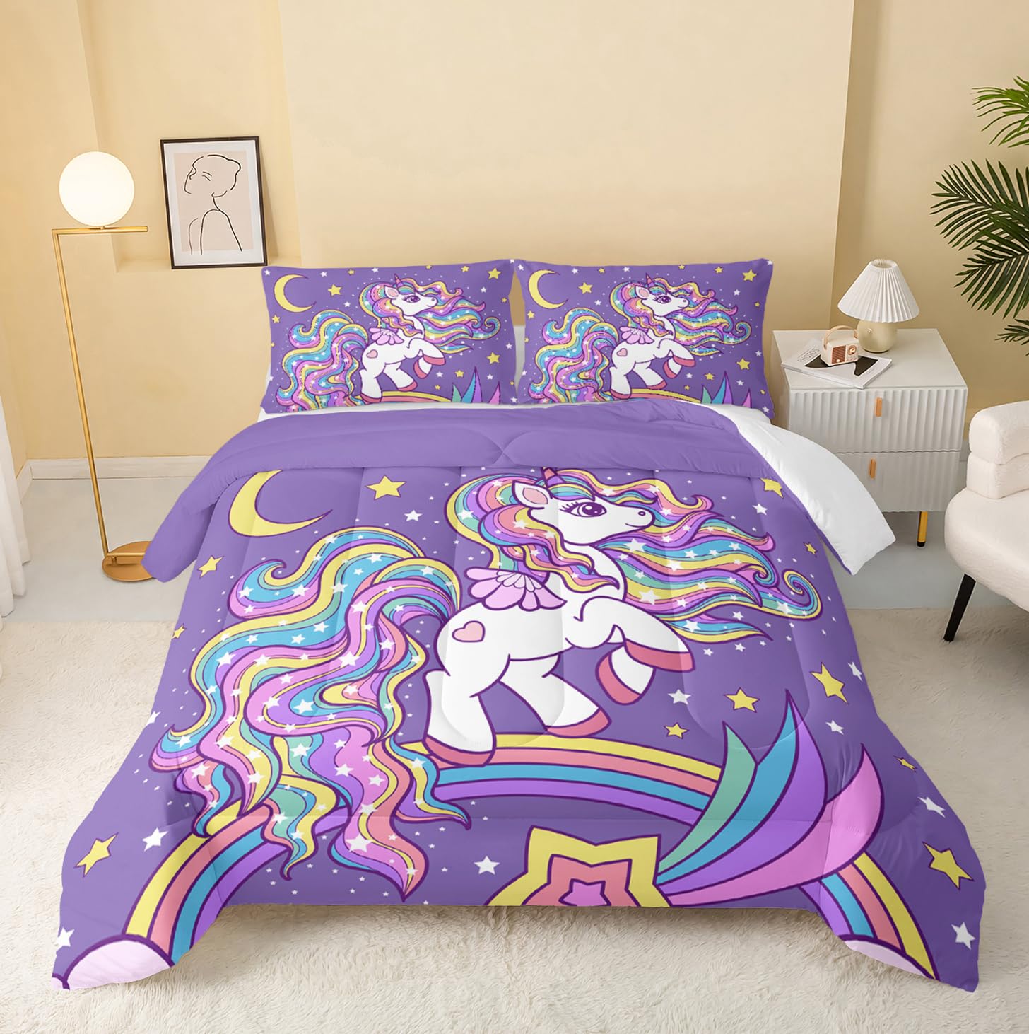 QOOMO Floral Cat Comforter Twin Size,Pink Cat Bedding Set for Kids Teens Girls,3Pcs Bedding Set Printed Comforter with 2 Pillowcases,Down Alternative,Soft and Lightweight(Pink，Twin Size)