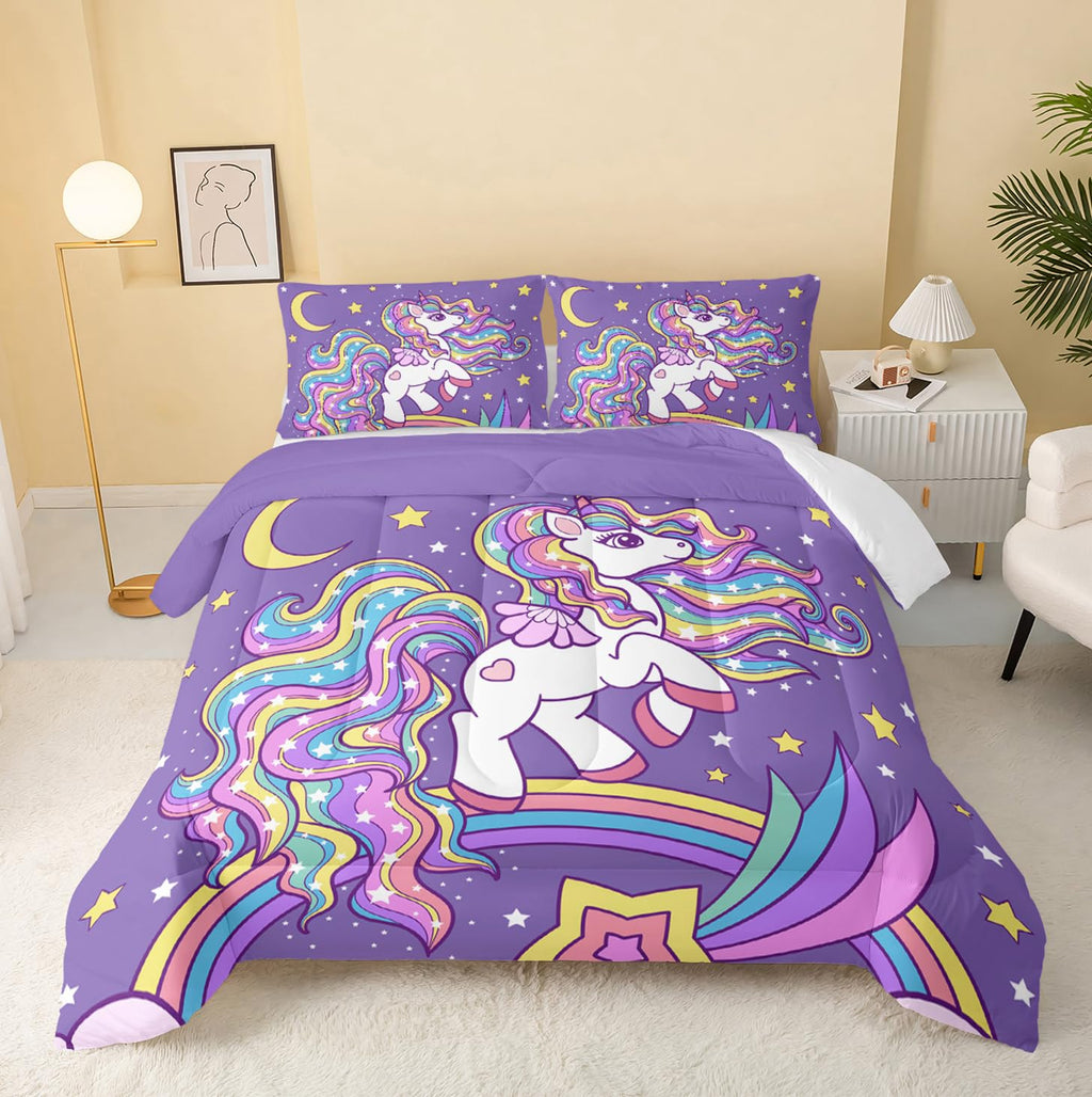 QOOMO Floral Cat Comforter Twin Size,Pink Cat Bedding Set for Kids Teens Girls,3Pcs Bedding Set Printed Comforter with 2 Pillowcases,Down Alternative,Soft and Lightweight(Pink，Twin Size)