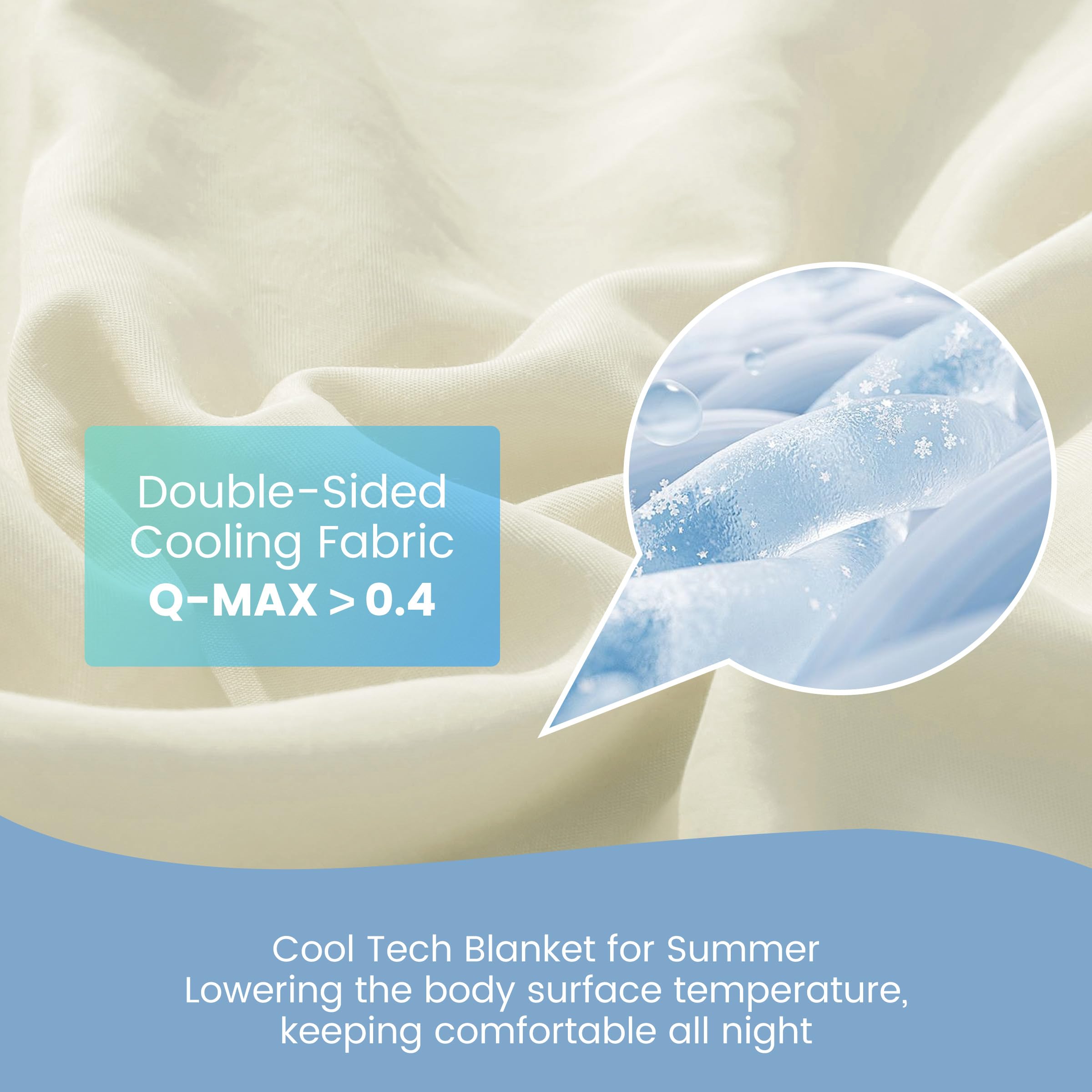 SNOWMAN Cooling Comforter Twin XL Size Double-Sided, Soft Cooling Blanket for Hot Sleepers, Cold Touch Fabric Summer Quilt, Lightweight Q-Max>0.4 Silk Smooth (Blue/Grey, 60"x90")