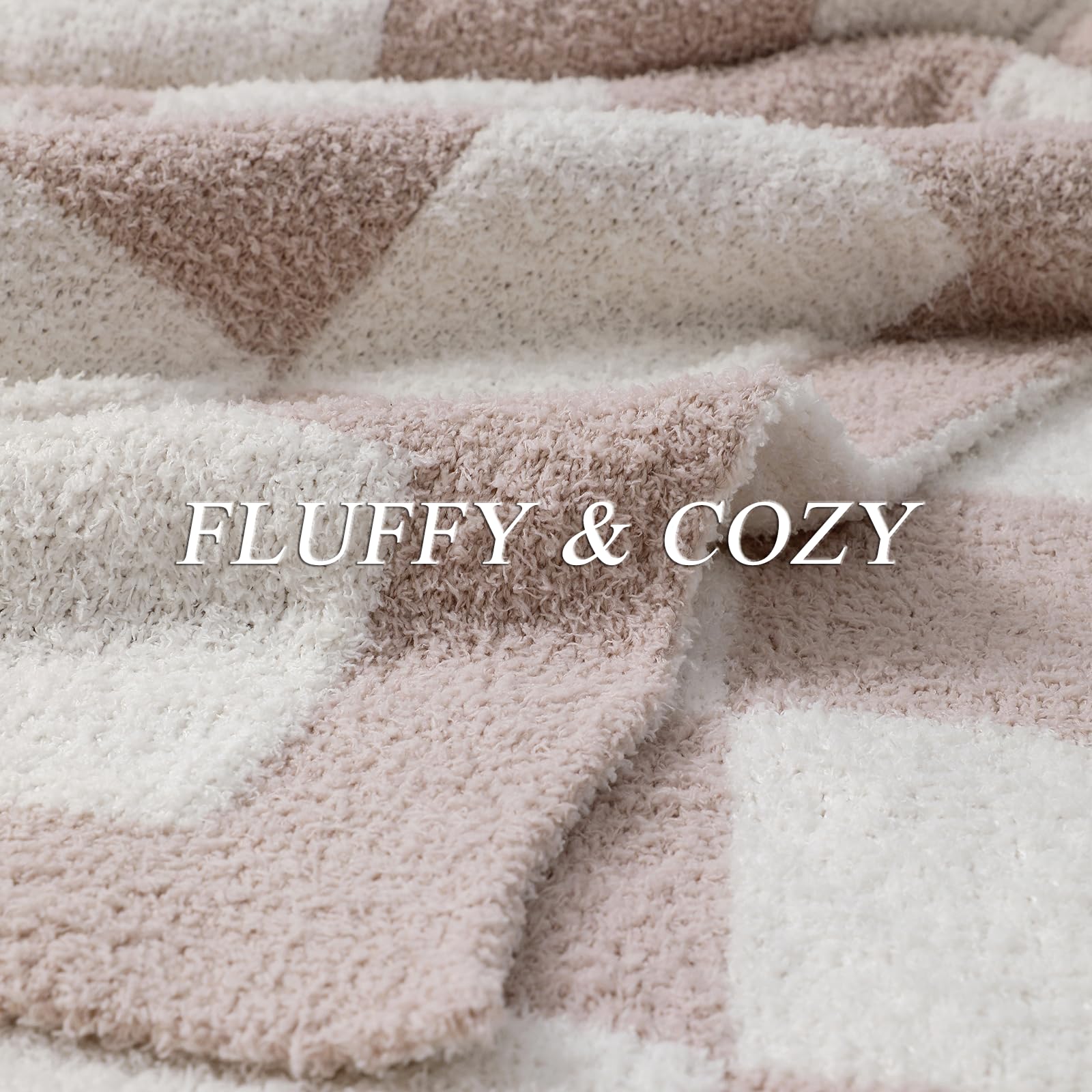 bearberry Fuzzy Checkerboard Grid Throw Blanket Soft Cozy Warm Microfiber All Season Blanket Decor for Couch Sofa Bed Travel Home (Avocado Green, 50''x60'')