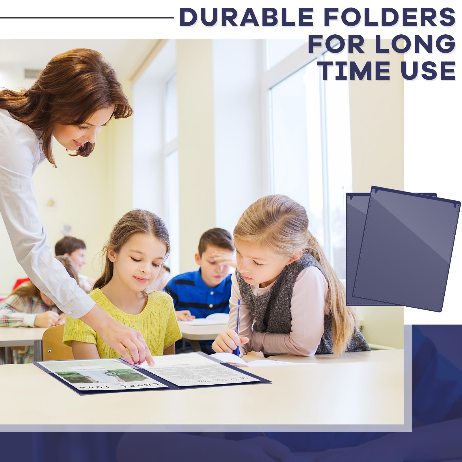 Henoyso 72 Pcs Plastic Take Home Folders with 2 Pockets Parent Teacher Classroom Communication Homework Folder for Students Parent Teacher Connect (Blue)