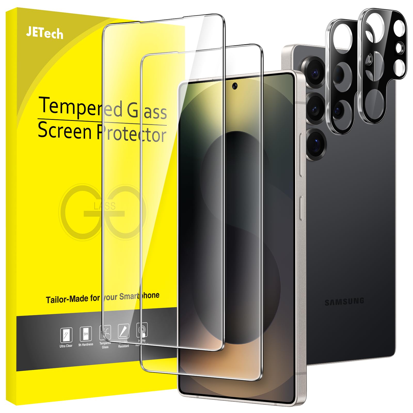 JETech Screen Protector for Samsung Galaxy S20 FE 6.5-Inch with Camera Lens Protector, Tempered Glass Film, Fingerprint ID Compatible, HD Clear, 2-Pack Each