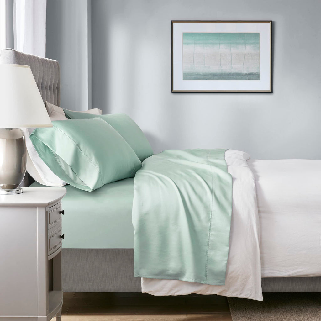 Beautyrest 1000 Thread Count, Solid Color Sheet Set, Elastic Deep Pocket, All Season, Breathable, HeiQ Smart Temperature, Soft Cotton Blend Bedding, Matching Pillowcase, King Ivory 4 Piece