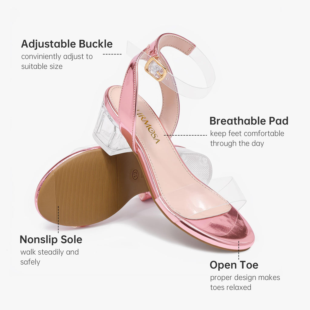LAURMOSA High Heels for Kids Open Toe Dress Shoes for Girls Ankle Strap Pump Shoes Flower Girl Sandals Wedding Party for Little Big Kids