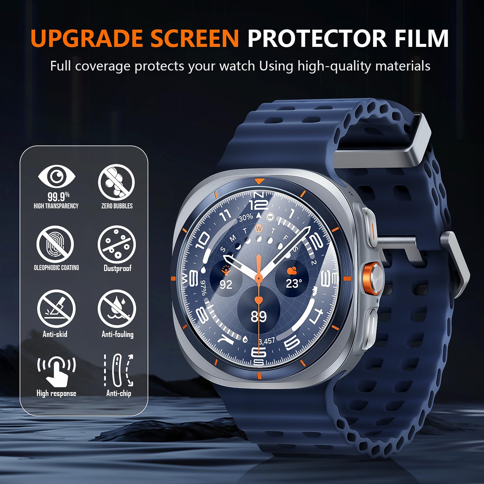 Suoman 4-Pack for Samsung Galaxy Watch 4 Classic 46mm Tempered Glass Screen Protector for Galaxy Watch 4 Classic 46mm Smartwatch [2.5D 9H Hardness] [Anti-Scratch]