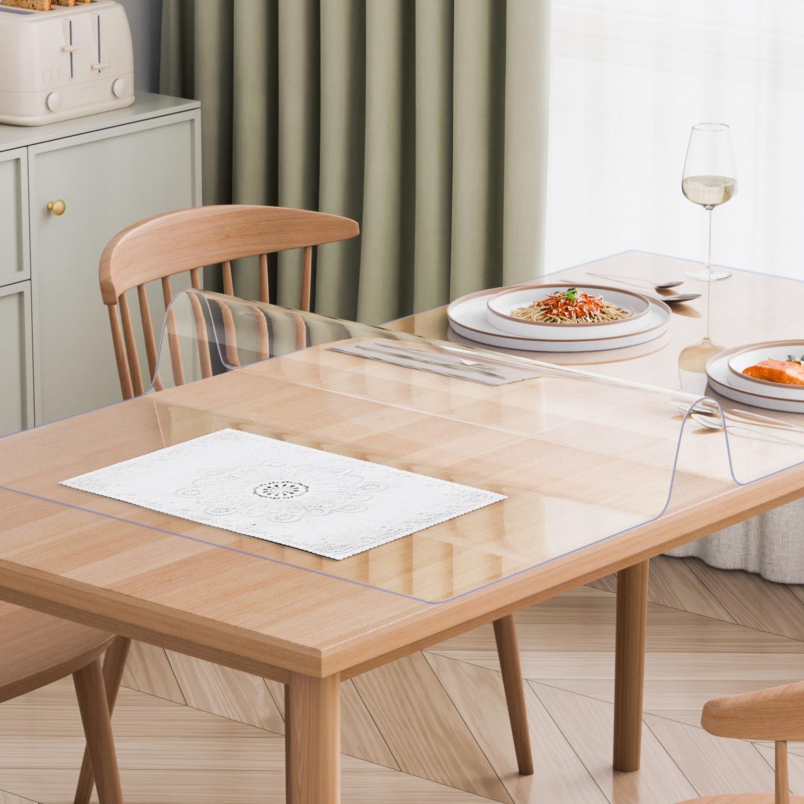 VEVOR Clear PVC Square Tablecloth, 12" x 12", 1.5mm Thick, Waterproof, Stain Resistant, Durable, Desk, Coffee Table, Dining Room Table