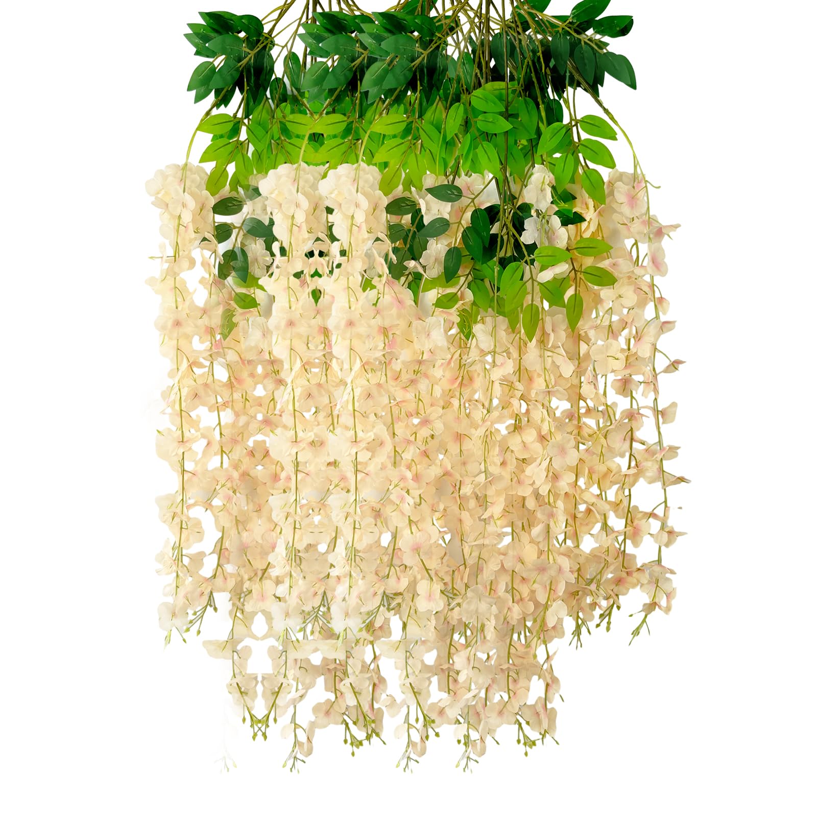 5 Pack Pink Wisteria Hanging Flowers Garland, 3.77 Feet Artificial Flower Vines, Fake Wisteria, Artificial Vines Hanging Garland for Backdrop Outdoor Yard Garden Decor
