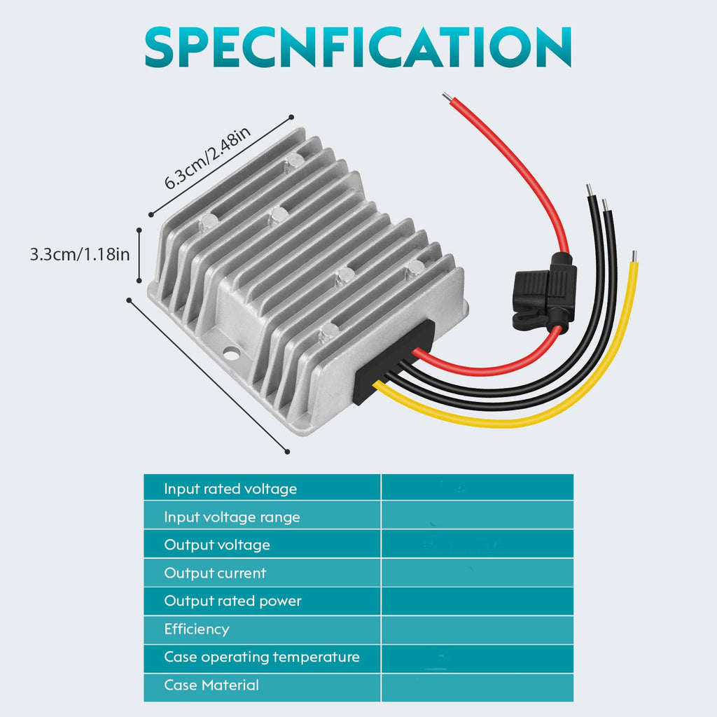 10A 120W Golf Cart 18V 20V 24V 36V 48V Step Down to DC 12V Converter Voltage Regulator Reducer Power Buck Converter Waterproof Transformer(DC 16-58V Inputs