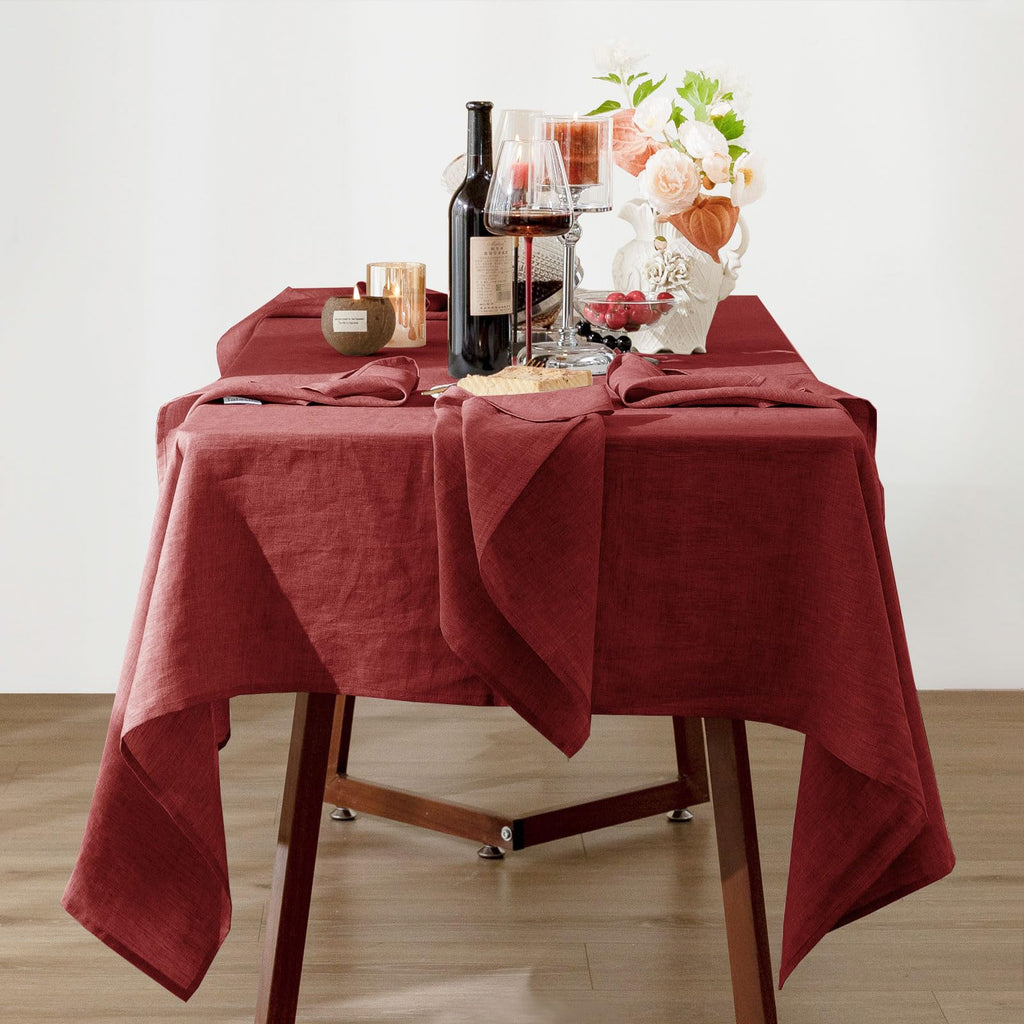 Talasily Linen Tablecloth 100% Pure Linen Table Cloth 60x84 Inches Rectangle Tablecloths Washable Cloths for Kitchen, Dining, Buffet Parties, Holidays, Picnic, Weddings and Restaurants-Caramel