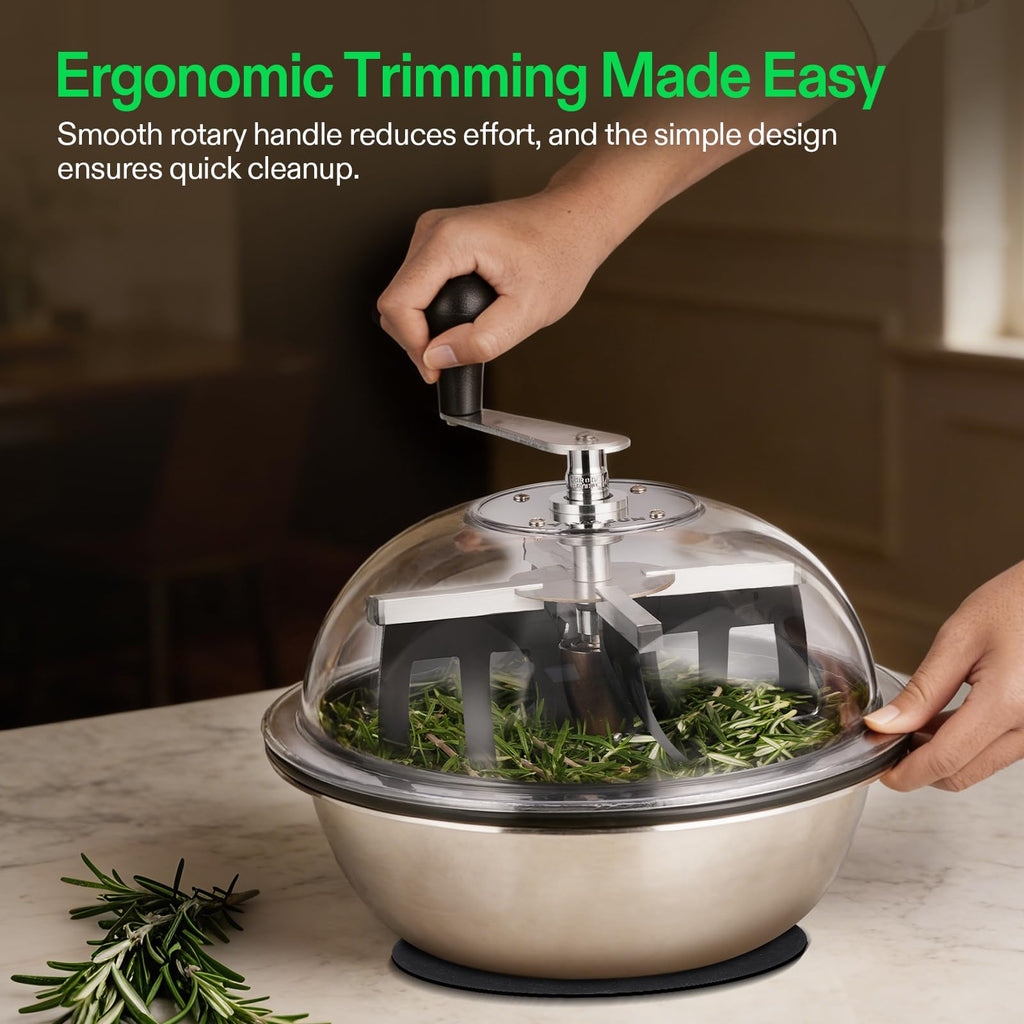 VIVOSUN 13 inch Bud Leaf Bowl Trimmer- Clear Visibility Dome, Sharp Stainless Steel Blades for Spin Cut & Solid Metal Gear Box, Hand Pruner Included (Upgraded Version)