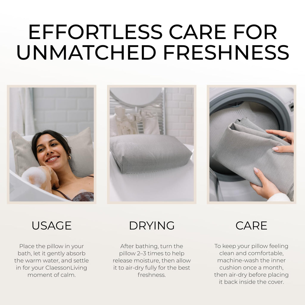 Luxury Bath Pillow for Tub - Thick and Comfortable Bathtub Pillow Support for Head and Neck and Back - Washable Quick-Drying Bath Pillows - Bath Cushion for Home Spa - Fits Any Bathtub - Dark Gray