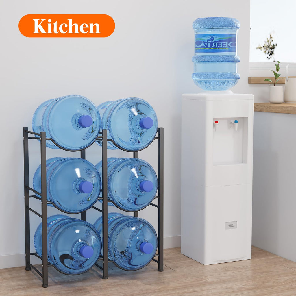 Lifewit 5 Gallon Water Jug Holder, 3 Tier Water Bottle Stand, 3 Slots Heavy Duty Water Dispenser Rack for Gallon Jugs, 126 lb/57 kg Capacity Detachable Water Jug Shelf Organizer for Home/Office Black