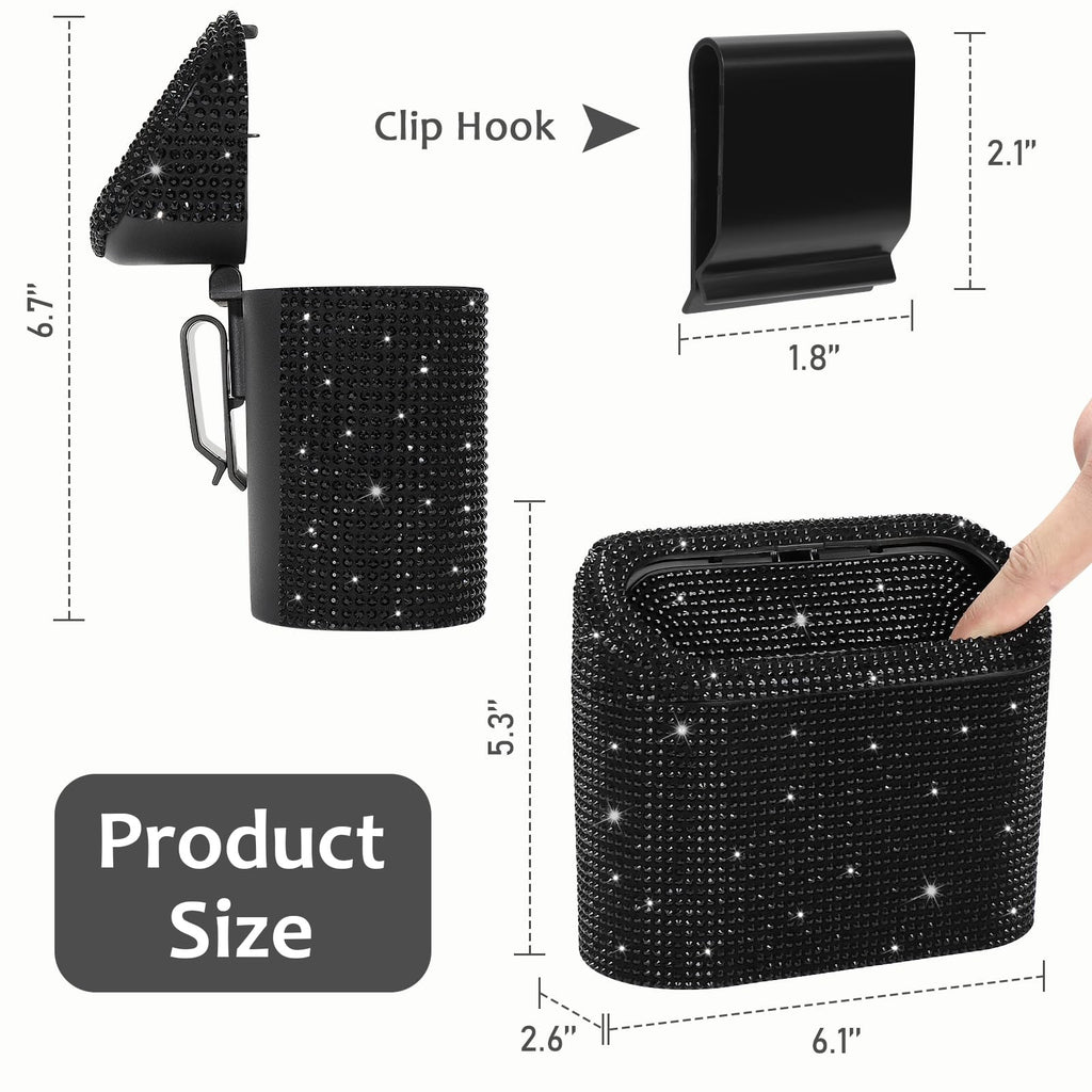 Accmor Car Trash Can with Lid, Mini Auto Dustbin Garbage Organizer with 30 Pcs Plastic Trash Bag, Automotive Garbage Container Bin for Vehicle, Home, Office