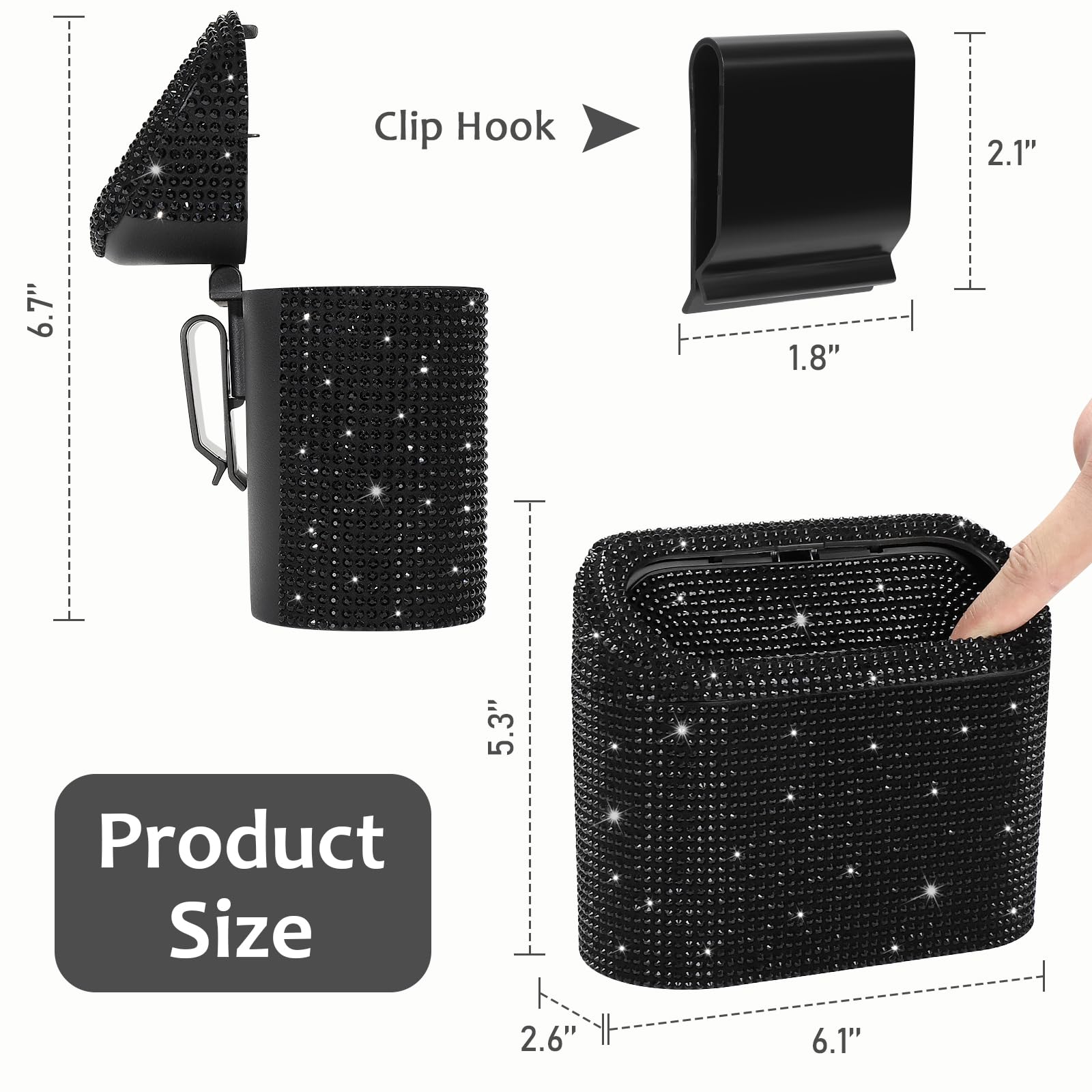 Accmor Car Trash Can with Lid, Mini Auto Dustbin Garbage Organizer with 30 Pcs Plastic Trash Bag, Automotive Garbage Container Bin for Vehicle, Home, Office