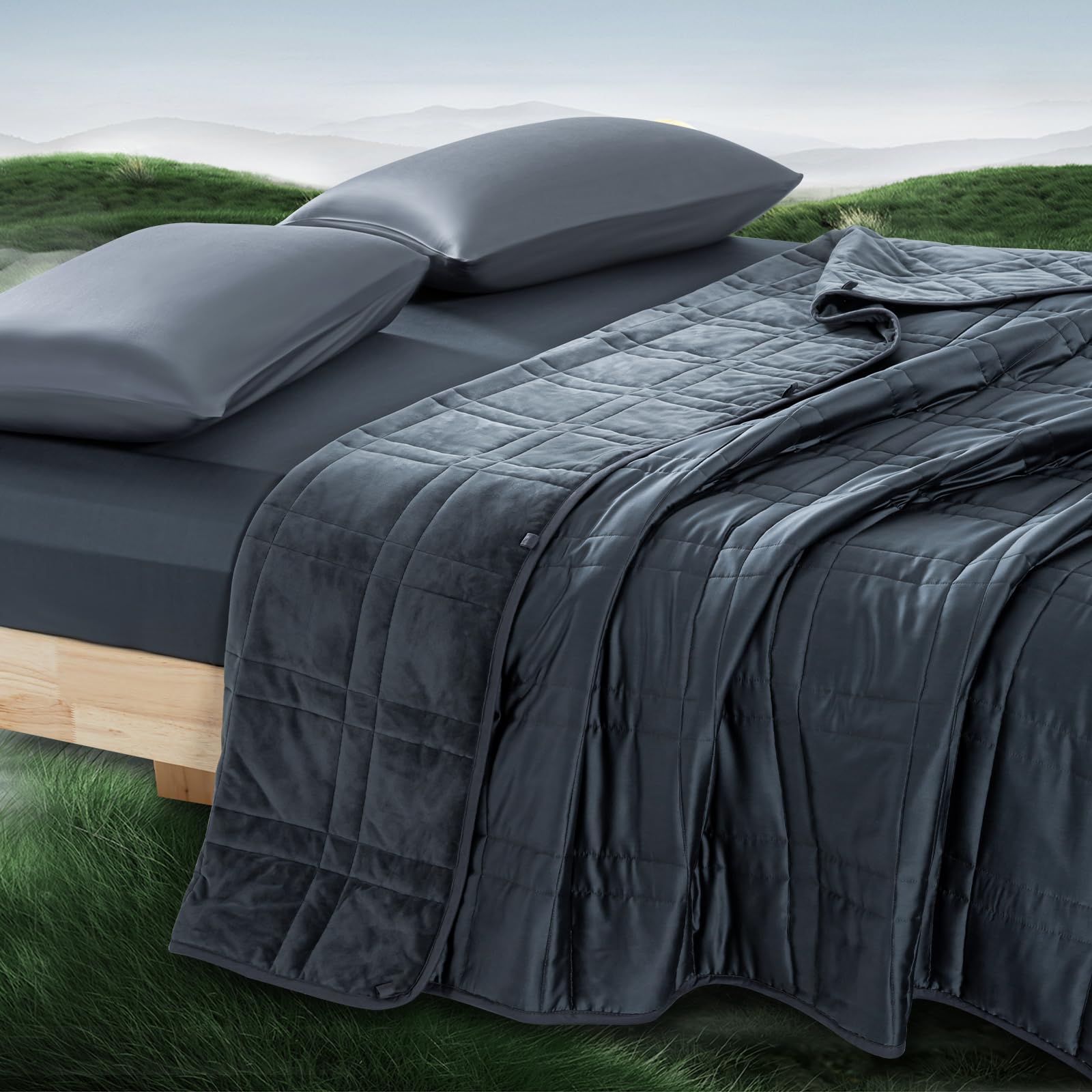 OMYSTYLE Reversible Weighted Blanket 48''x72'' 15lbs for Adults, Warm Short Plush and Cool Tencel Fabric Double-Sided Weighted Blanket for All Season Use - Carry Bag Included