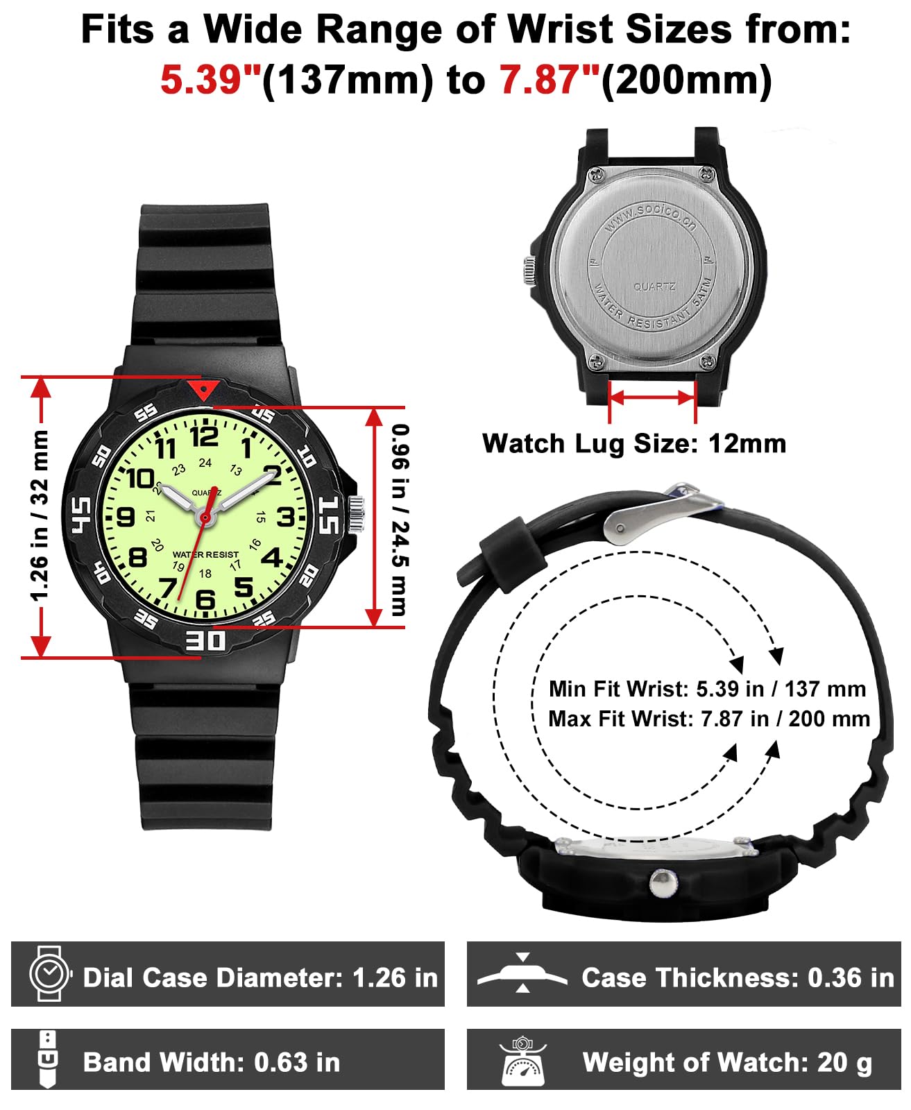PROKING Waterproof Nurse Watch for Medical Professionals Students Women Men, Night Light, 12/24 Hour Military Time Easy to Read Dial, Second Hand Watch for Nursing Day Gifts