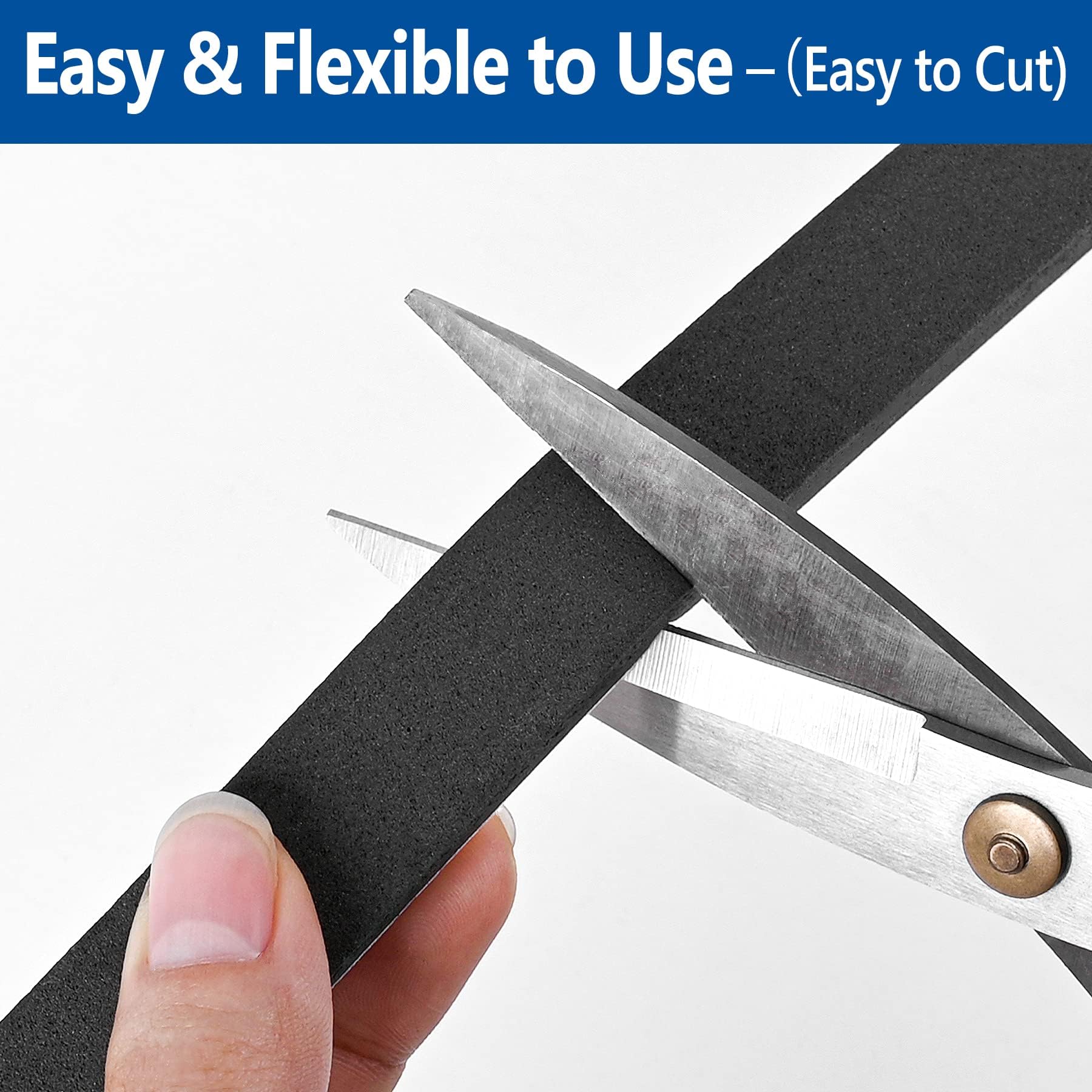 Kikerike Self Adhesive Foam Tape Weatherstrip 1In x 1/2In x 20Ft High Density Foam Insulation Strips Seal Weather Stripping with Strong Adhesive for Door and Window Sound Isolation Soundproofing