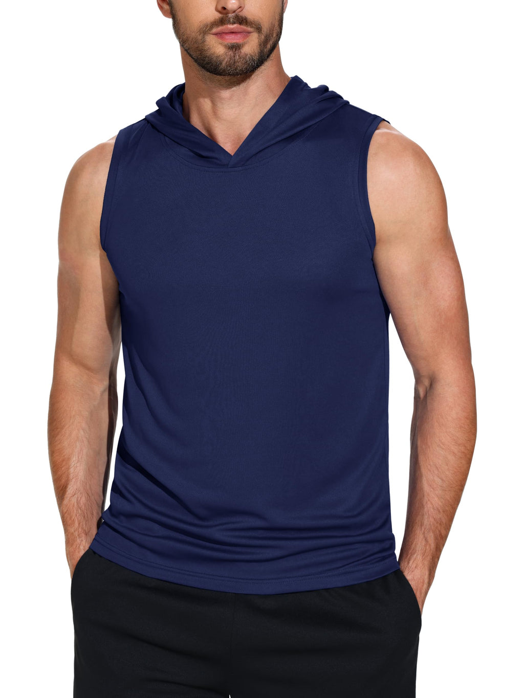 3 Pack Men's Dry Fit Moisture Wicking Tech Quick Dry Sleeveless Shirts Mesh Hoodie Active Athletic Tank Tops